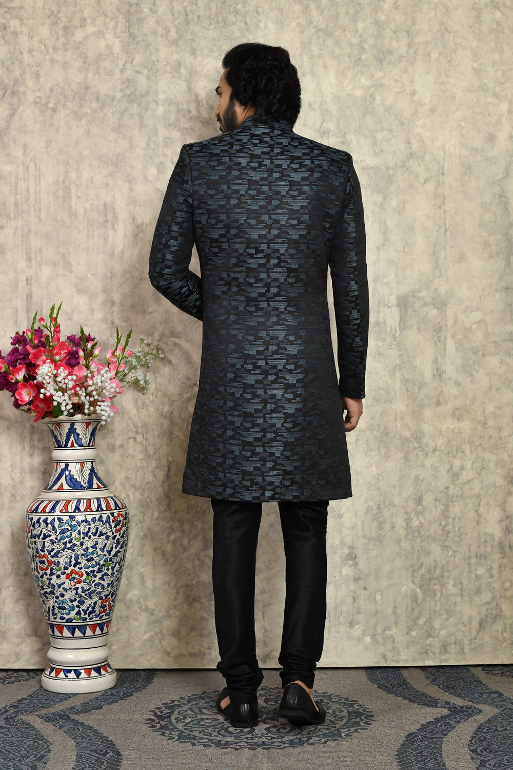 Grey Colour Art Silk Fabric Woven Indo Western