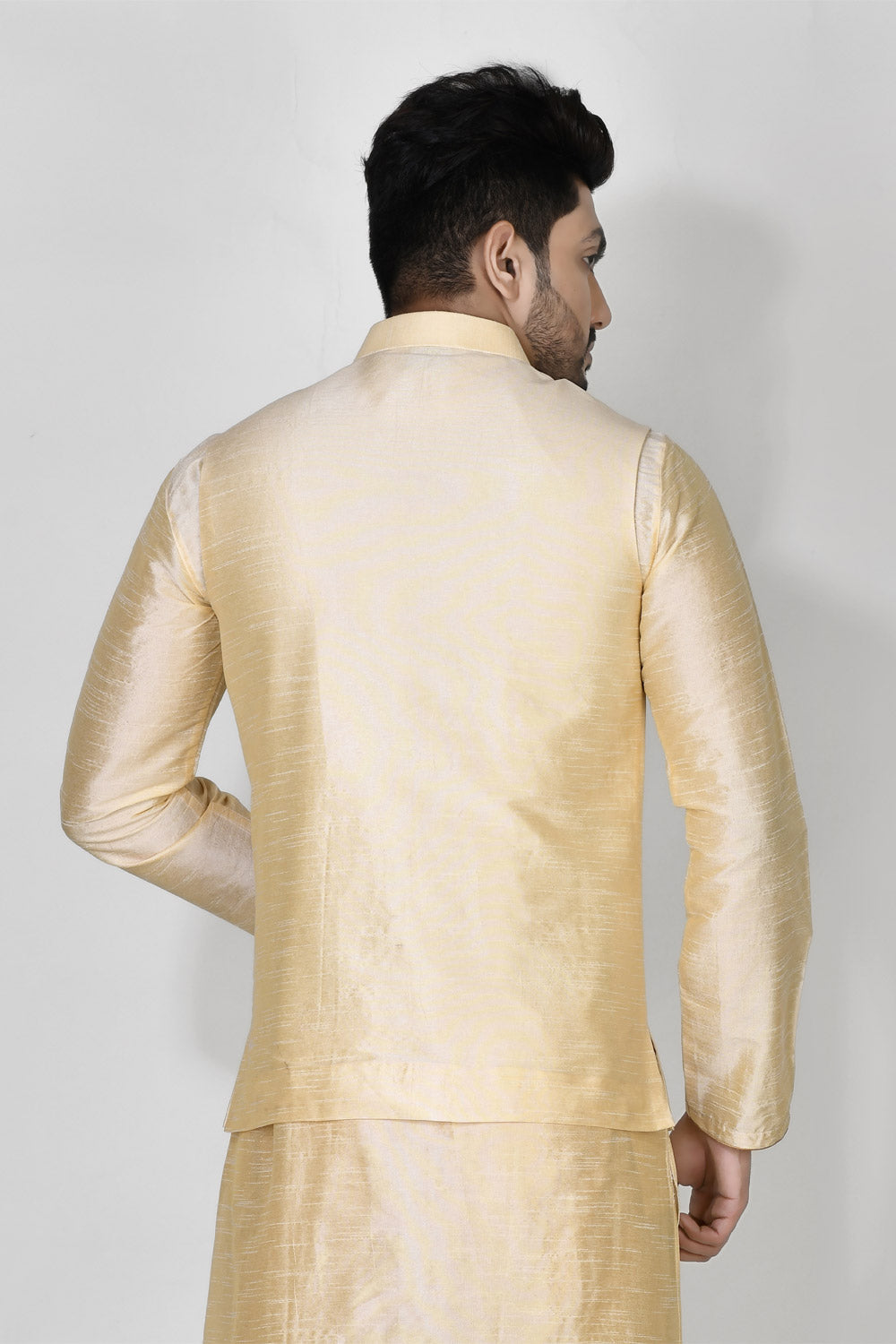 Cream Colour Dupion Silk Fabric Plain Jacket