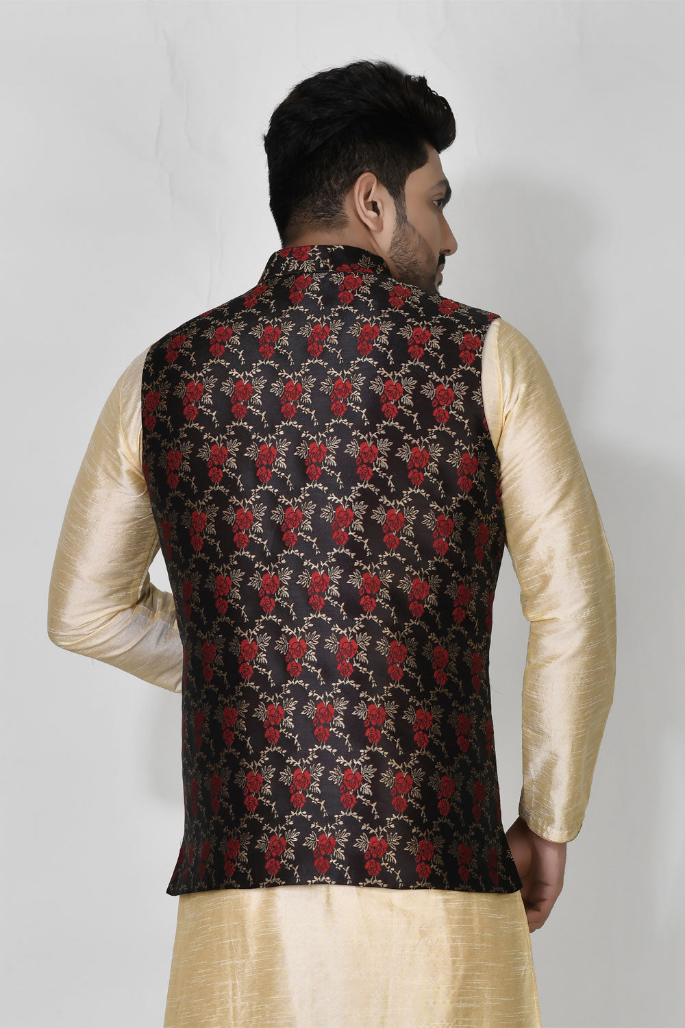 Black Colour Jacquard Fabric Digital Printed Jacket
