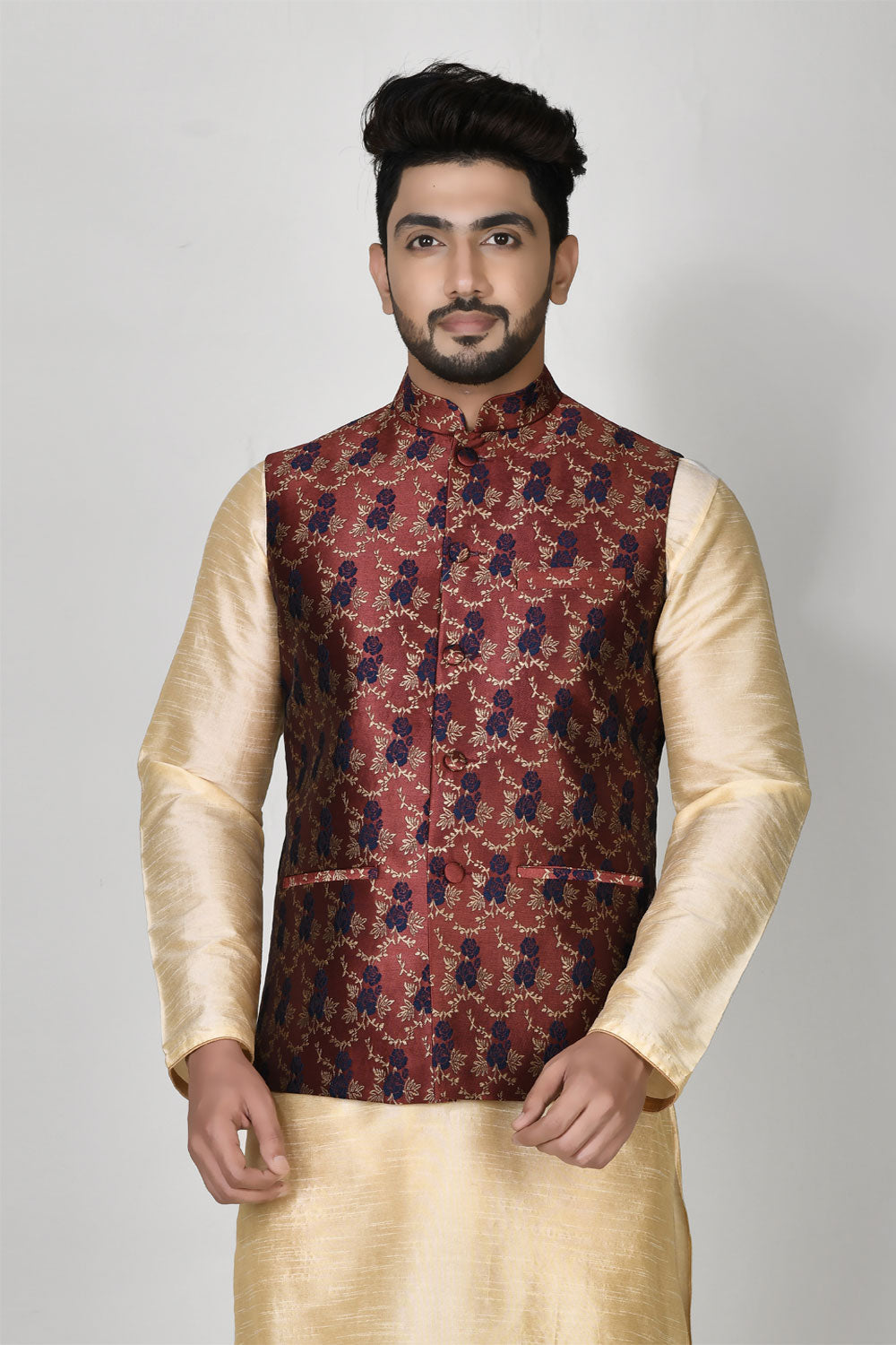 Copper Colour Jacquard Fabric Digital Printed Jacket
