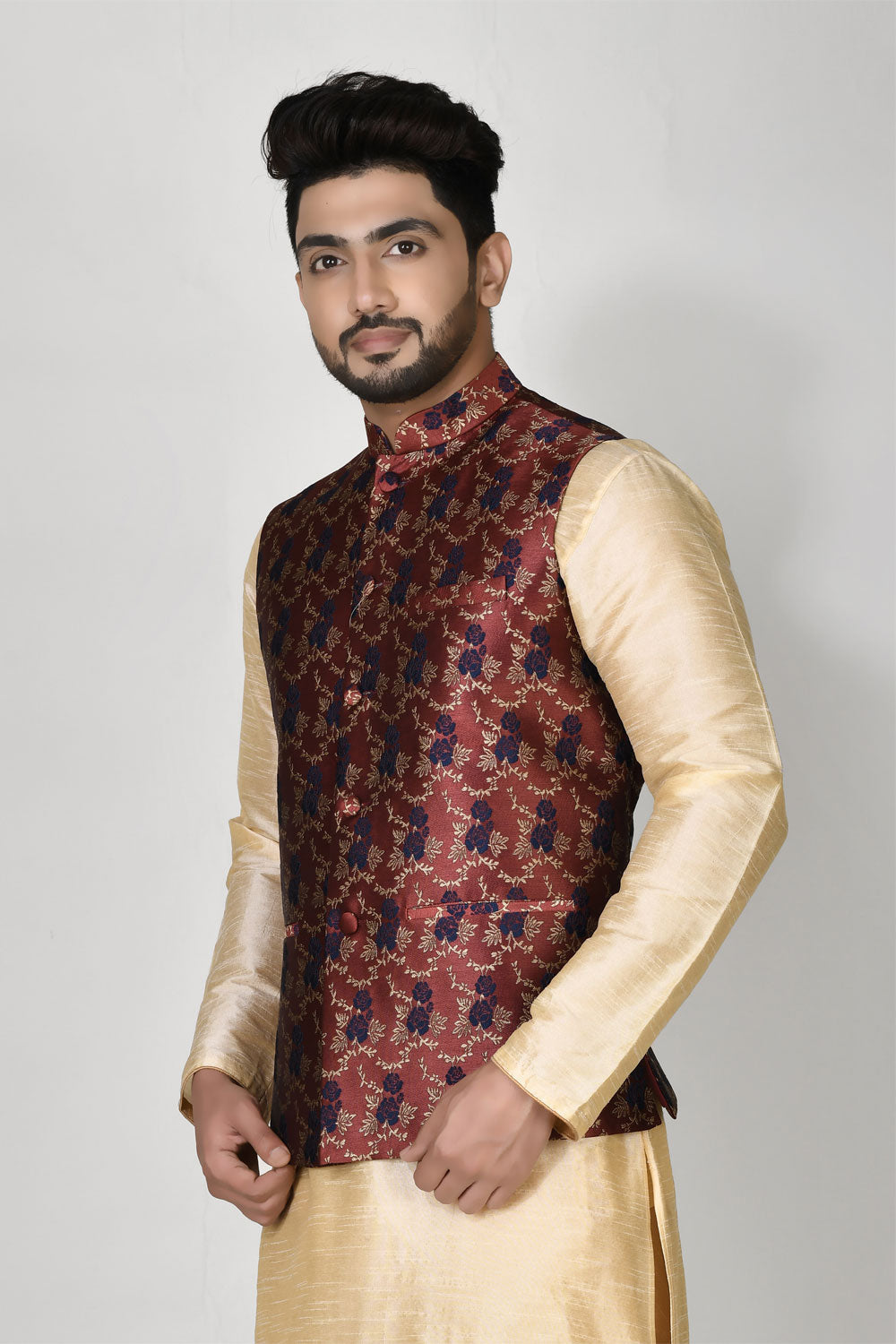 Copper Colour Jacquard Fabric Digital Printed Jacket