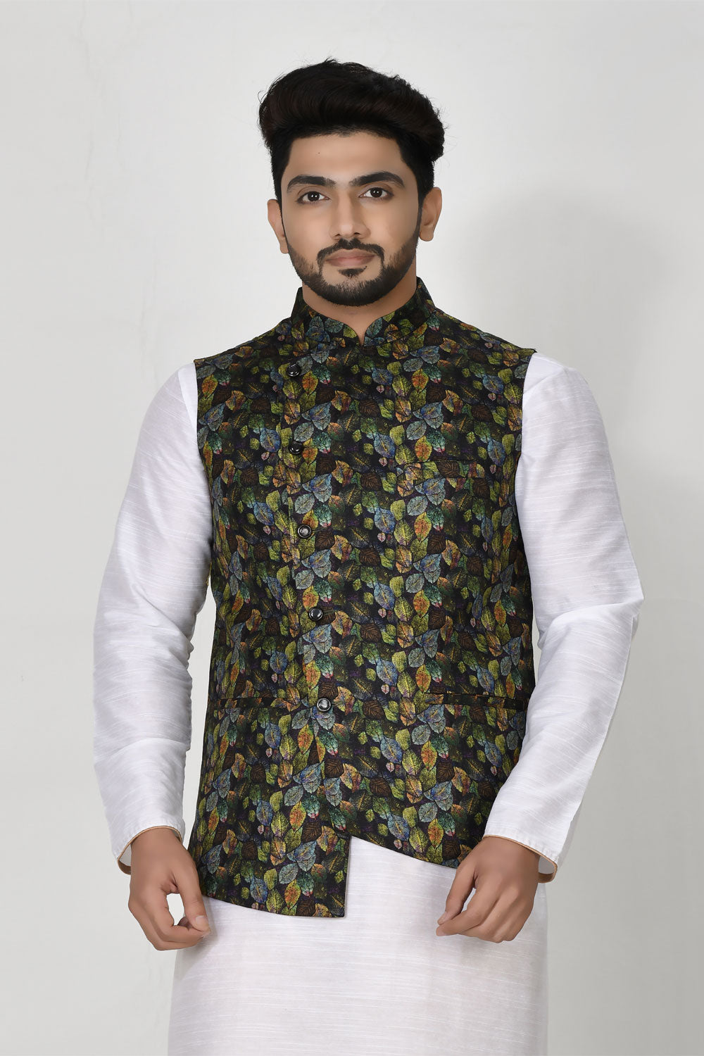 Multicolour Colour Art silk Fabric Digital Printed Jacket