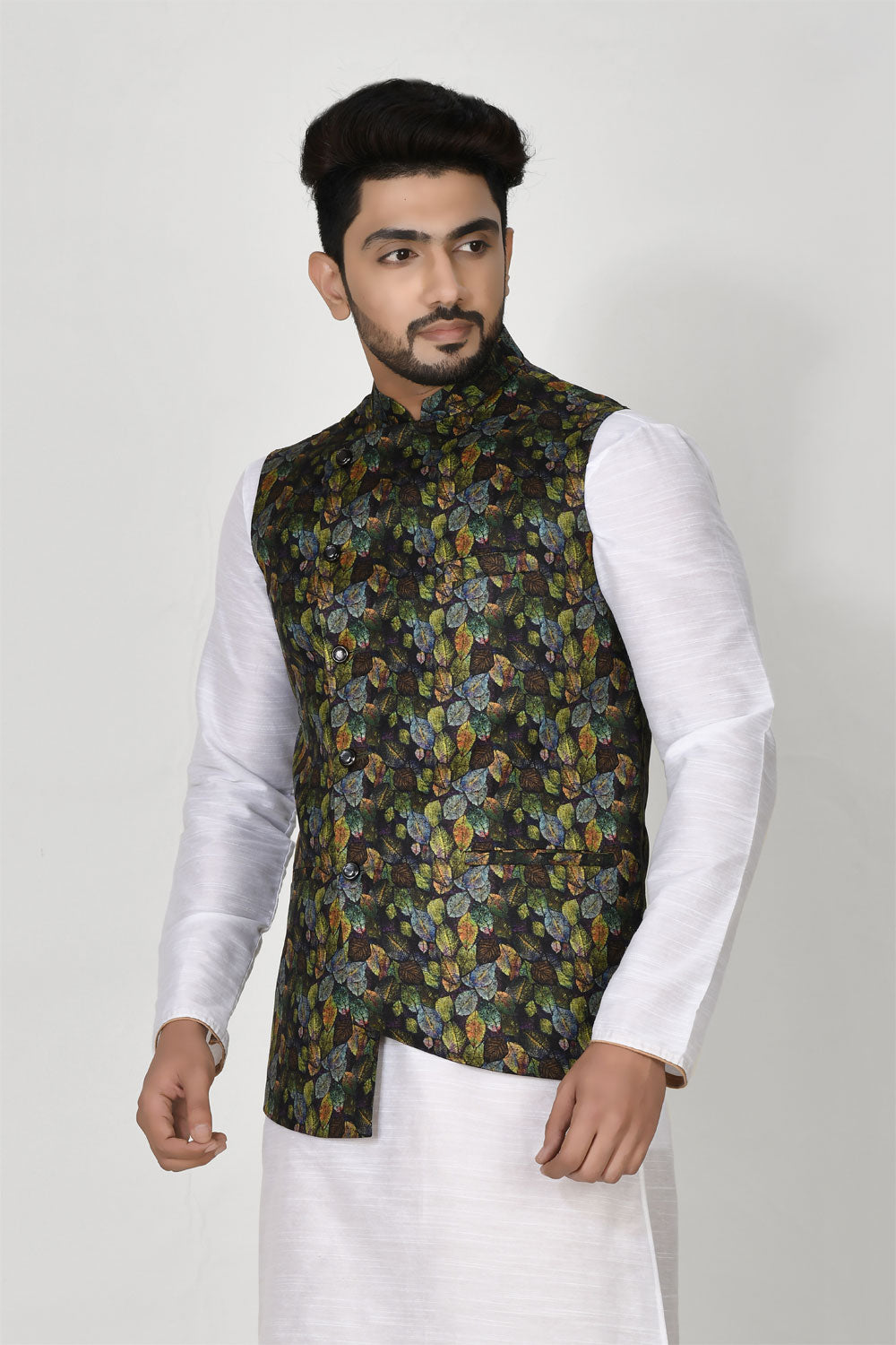 Multicolour Colour Art silk Fabric Digital Printed Jacket