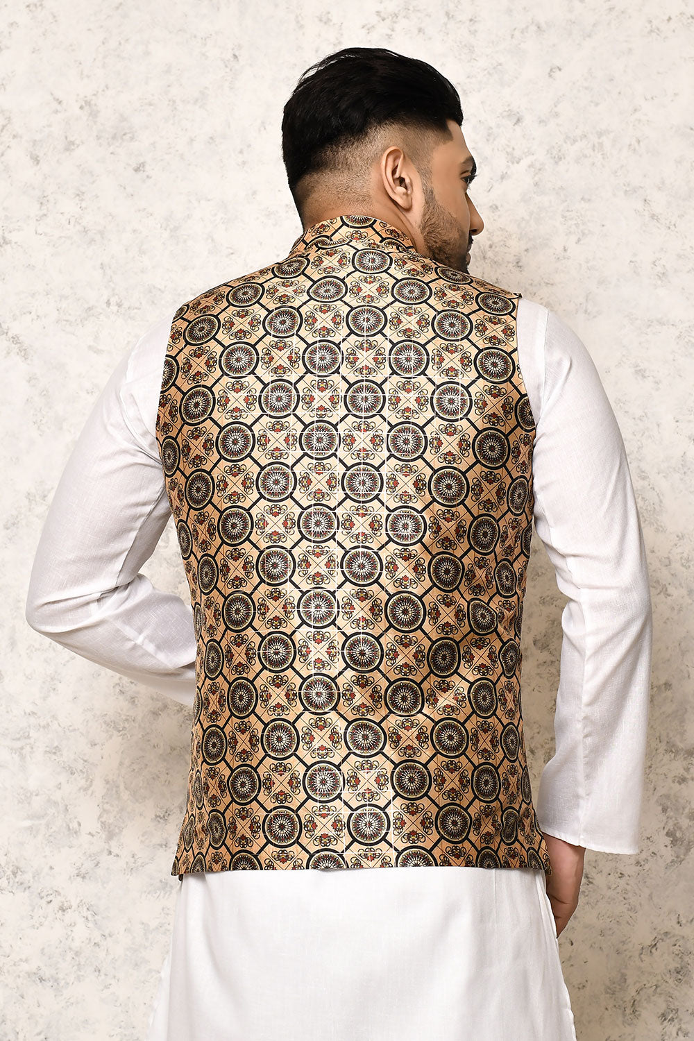Multicolour Colour Art Silk Fabric With Digital Printed Nehru Jacket