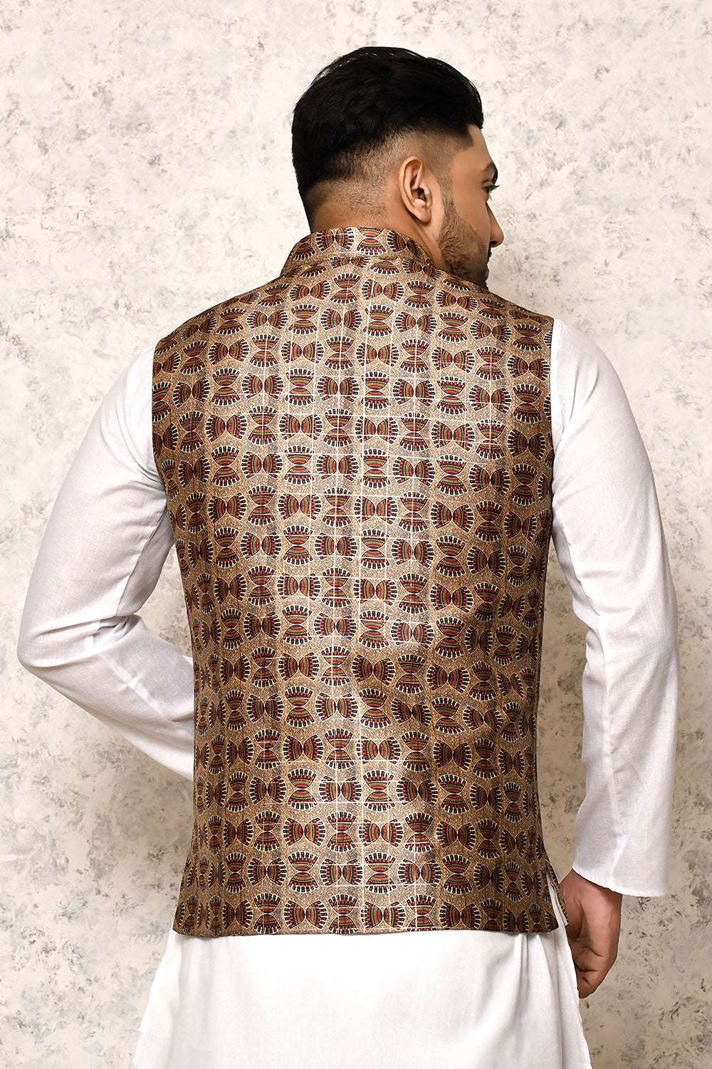 Multicolour Colour Art Silk Fabric With Digital Printed Nehru Jacket