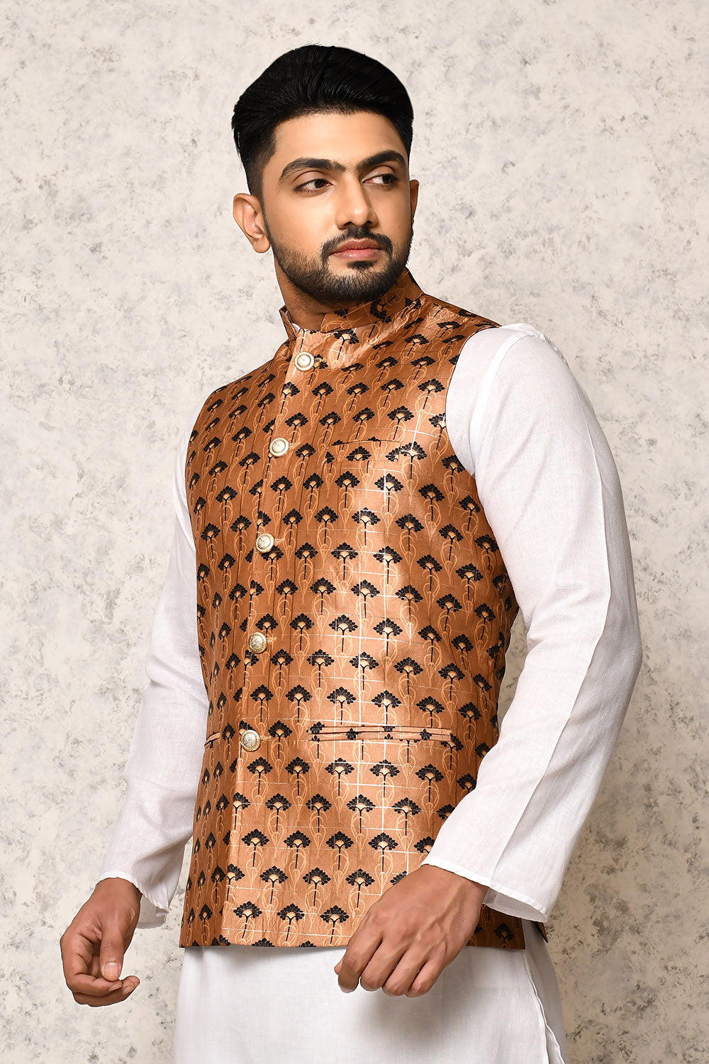 Multicolour Colour Art Silk Fabric With Digital Printed Nehru Jacket