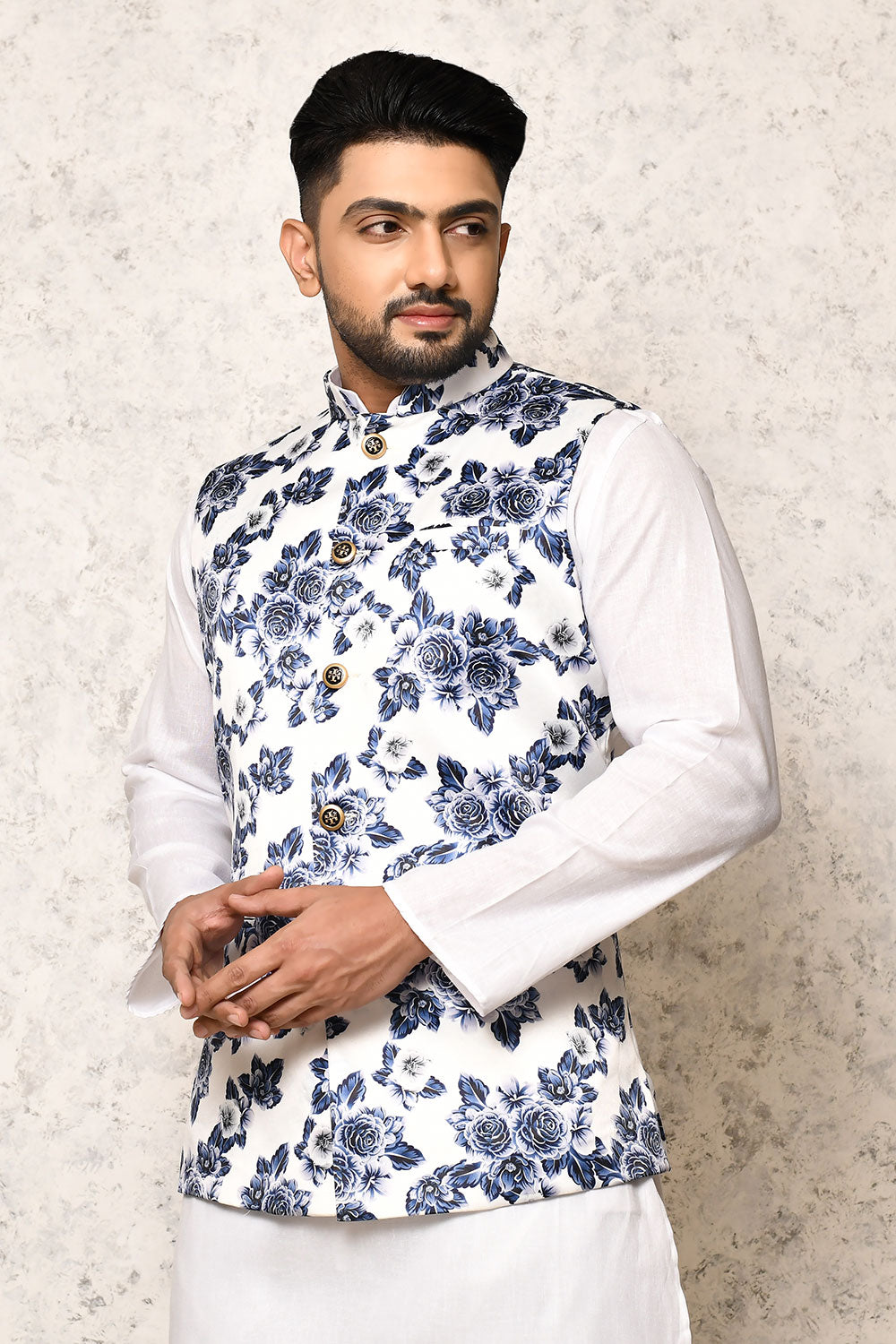 Multicolour Colour Art Silk Fabric With Digital Printed Nehru Jacket