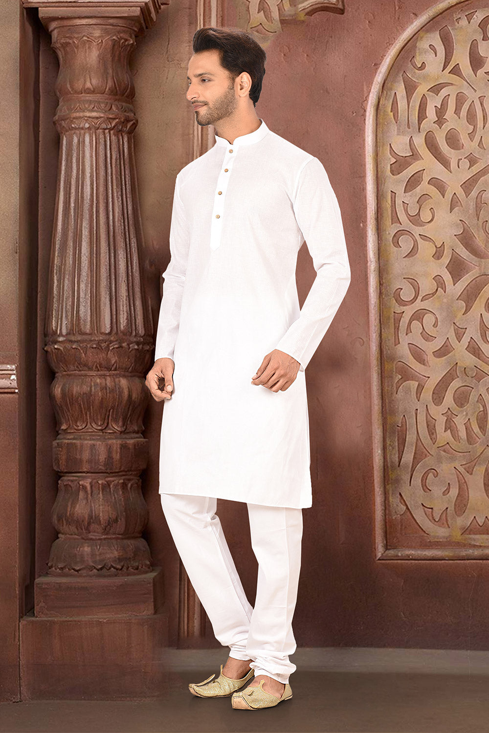 White Plain Kurta Pajama Crafted from the Finest Cotton Fabric