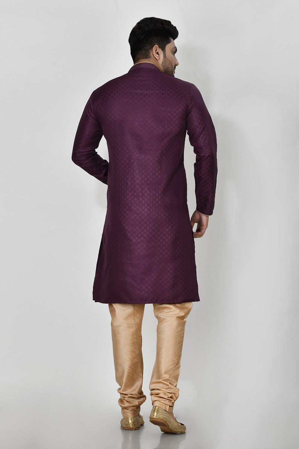 Wine Colour Art Silk Fabric Resham Embroidery Kurta Pajama