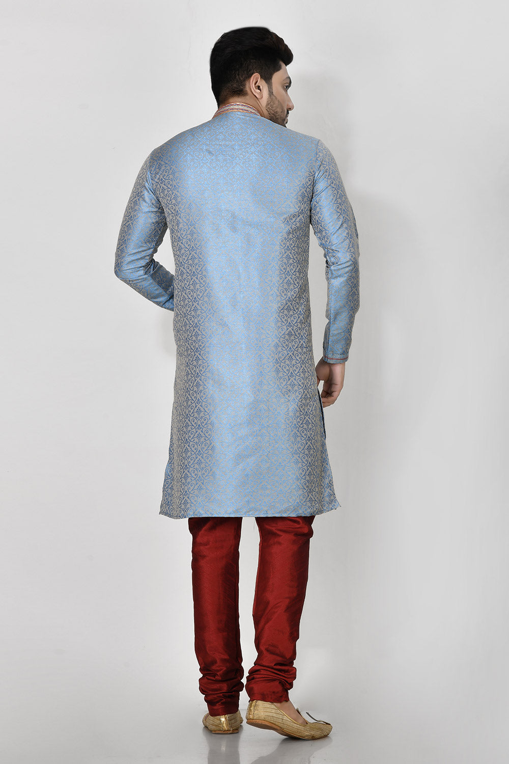 Firoza Colour Art Silk Fabric Resham Embroidery Kurta Pajama