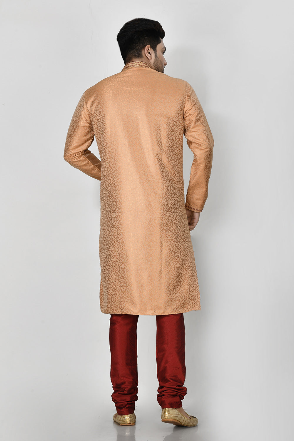 Peach Colour Art Silk Fabric Resham Embroidery Kurta Pajama