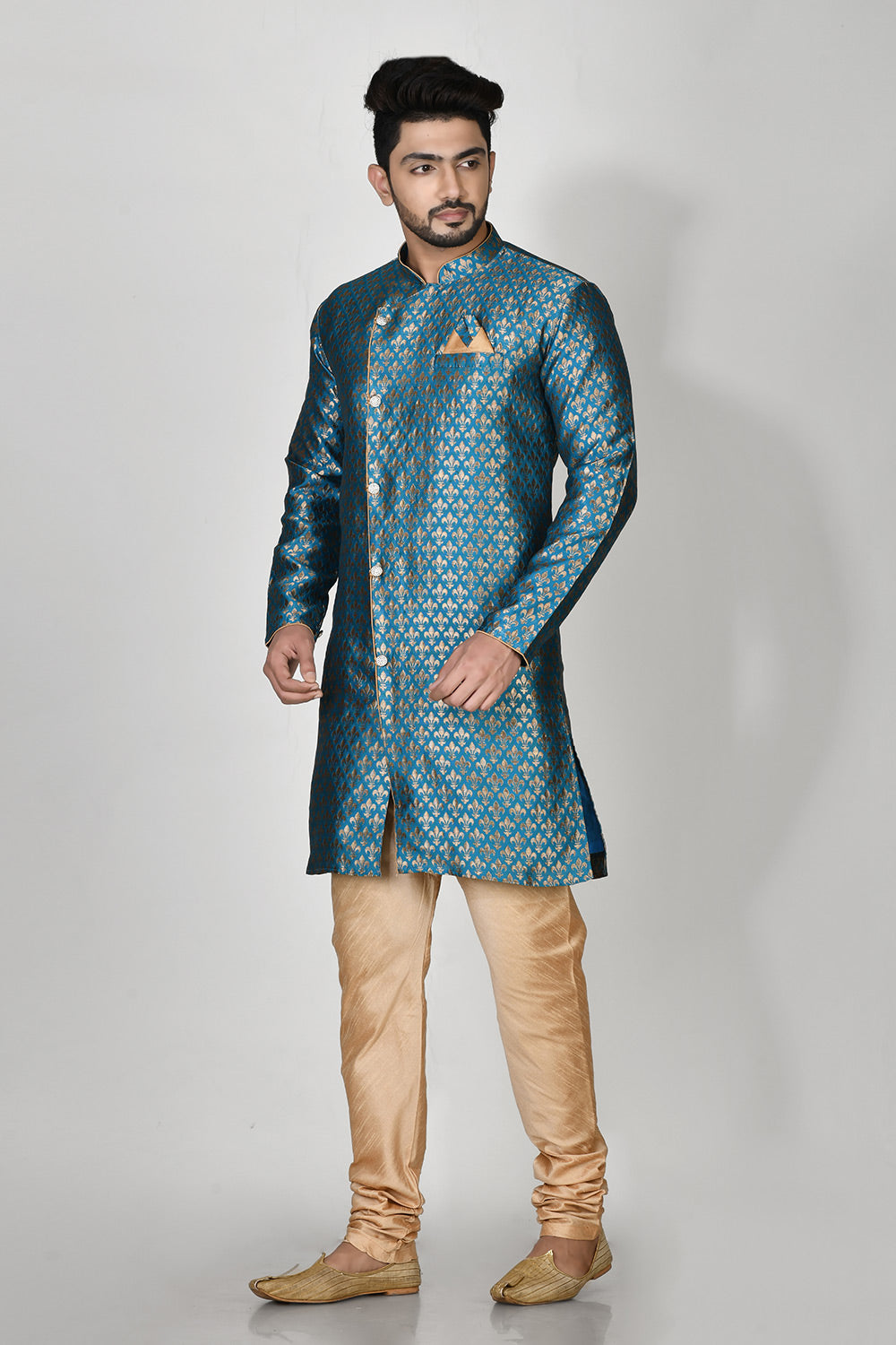 Firoza Colour Jacquard Fabric Printed Kurta Pajama