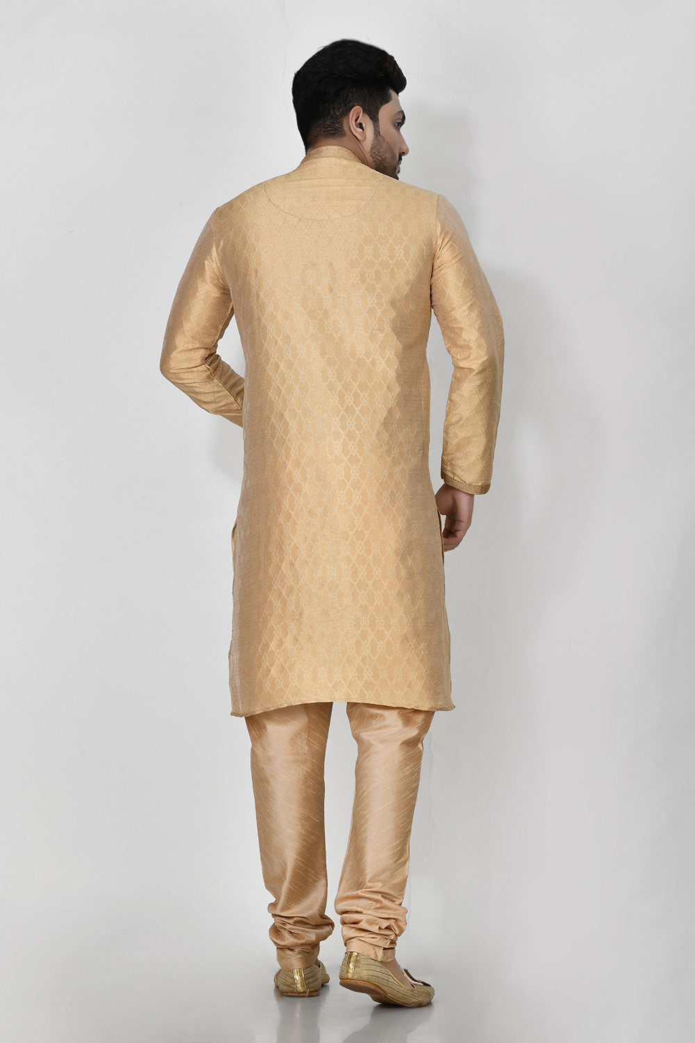 Gold Colour Art Silk Fabric Resham Embroidery Kurta Pajama