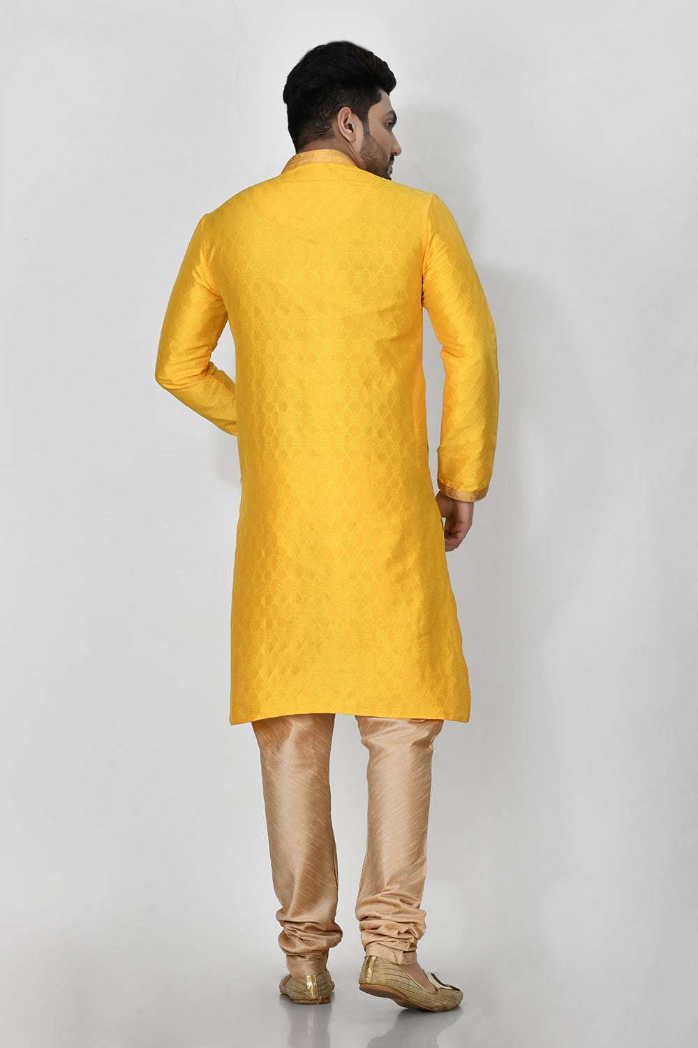 Yellow Colour Art Silk Fabric Resham Embroidery Kurta Pajama