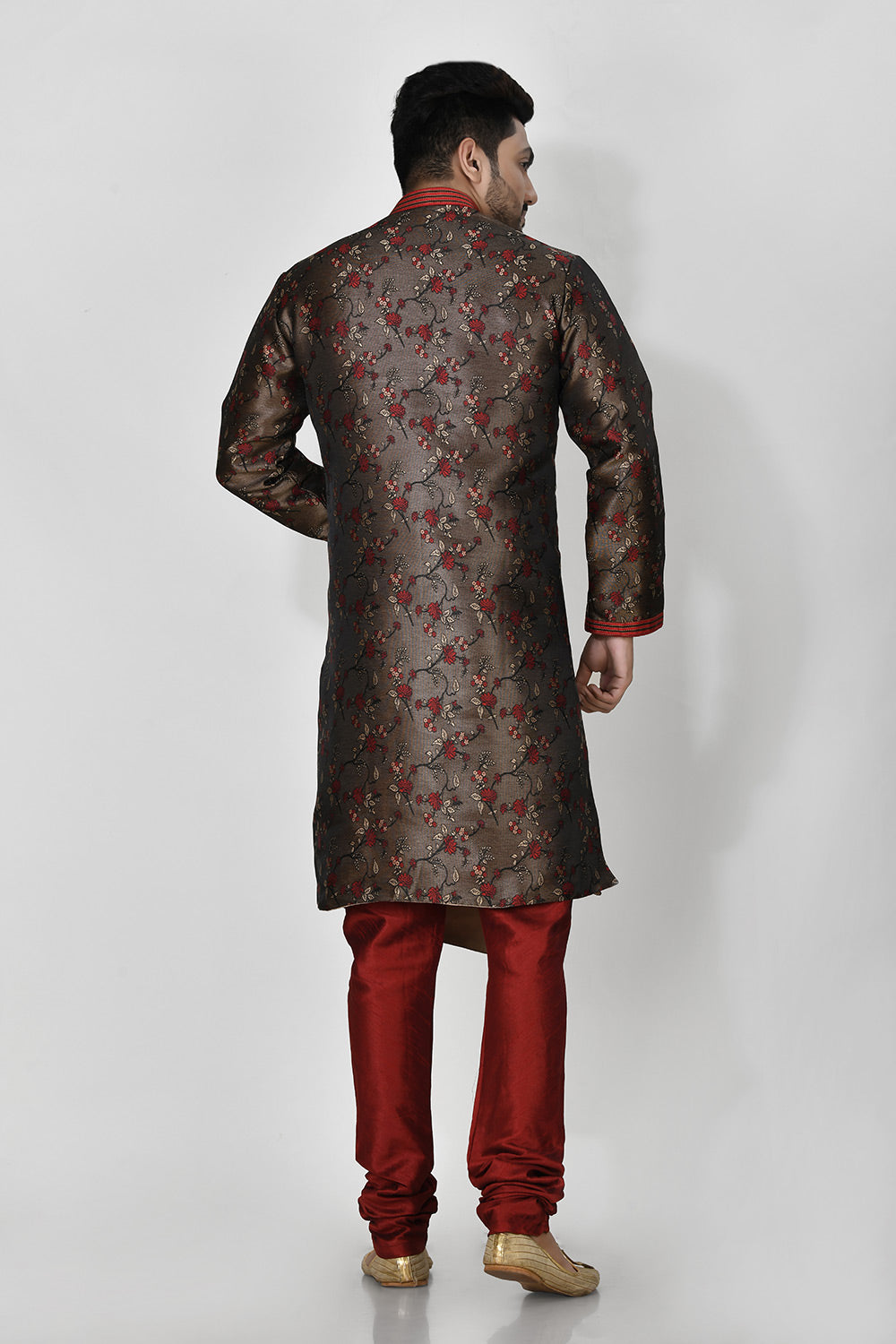 Brown Colour Jacquard Fabric Resham Embroidery Kurta Pajama