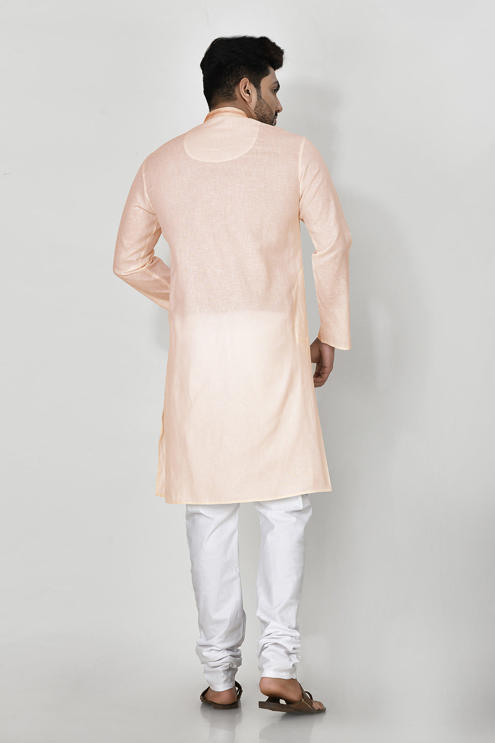 Biscute Colour Cotton Fabric Patch Work Kurta Pajama