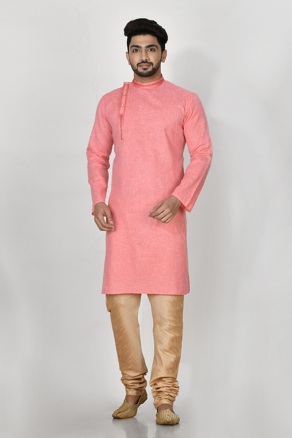 Pink Colour Cotton Fabric Patch Work Kurta Pajama