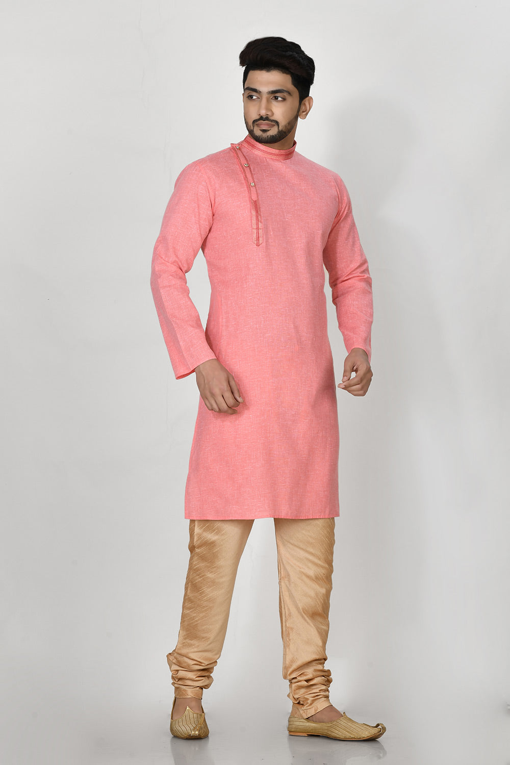 Pink Colour Cotton Fabric Patch Work Kurta Pajama