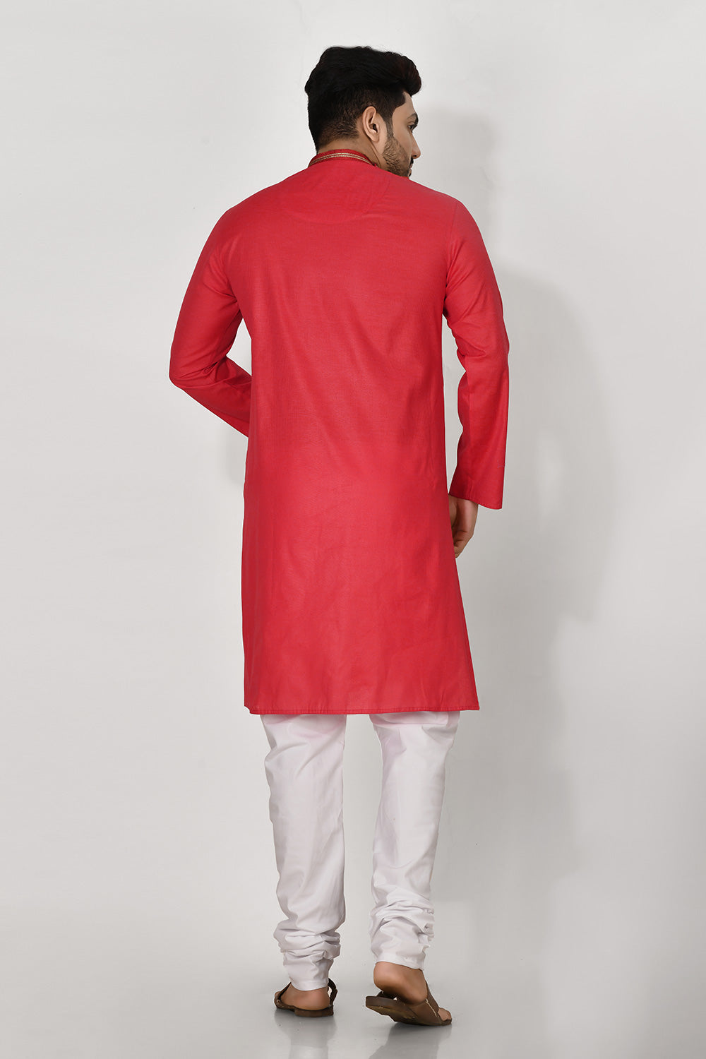 Red Colour Cotton Fabric Patch Work Kurta Pajama