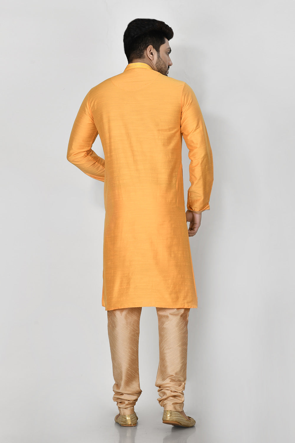 Yellow Colour Cotton Silk Fabric Resham Embroidery Kurta Pajama