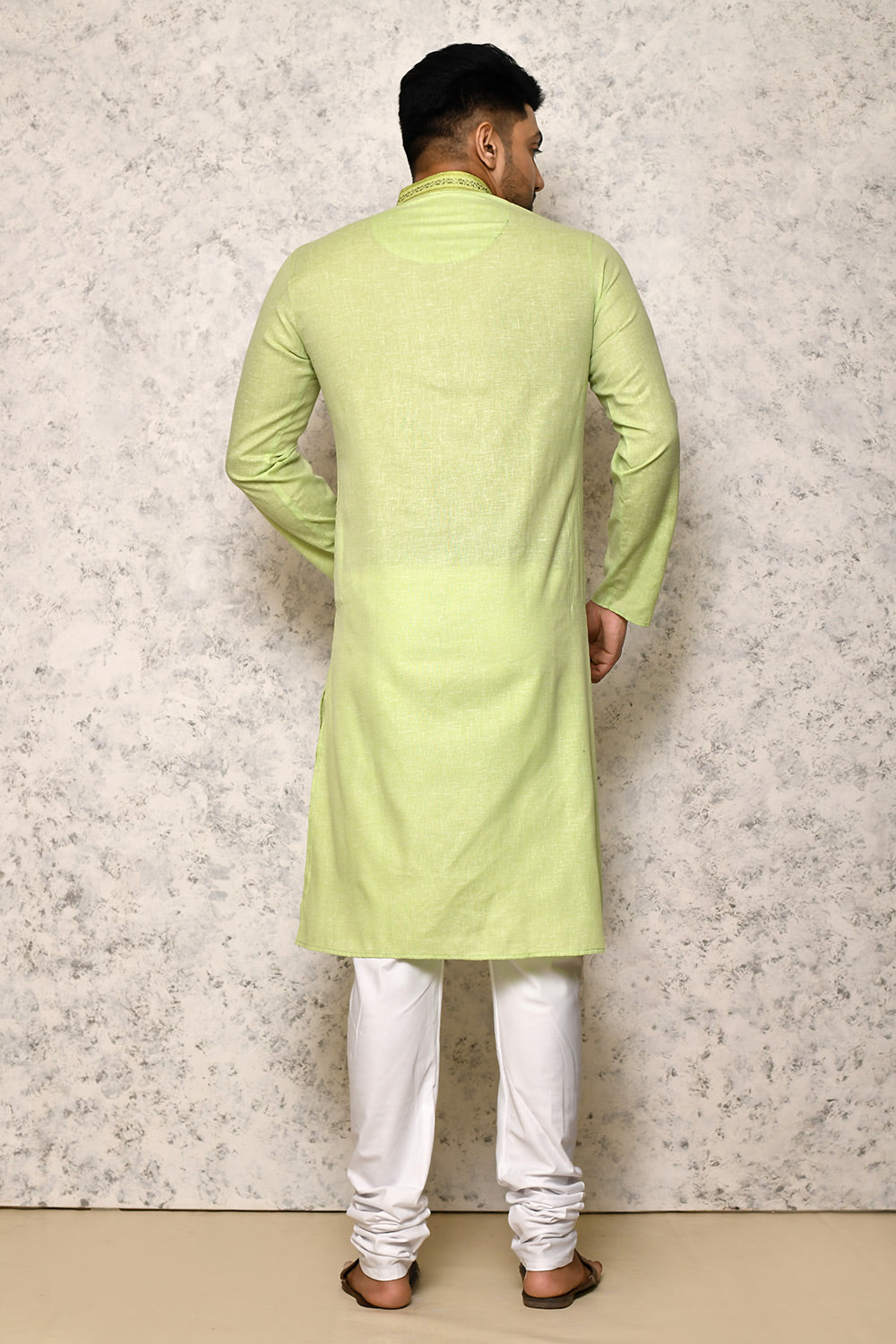 Pastel Colour cotton Fabric Machine Embroidery Kurta Pajama