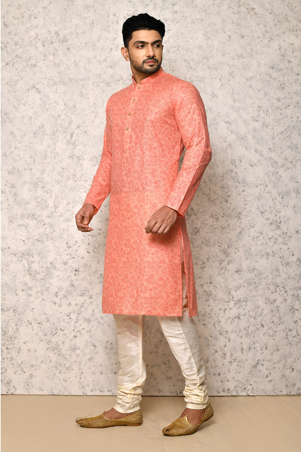Rust Colour Cotton Fabric Printed Kurta Pajama