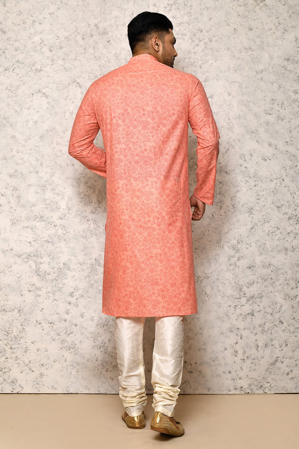 Rust Colour Cotton Fabric Printed Kurta Pajama