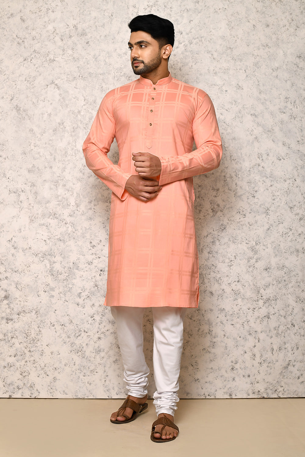 Rust Colour cotton Fabric Self Pattern Kurta Pajama