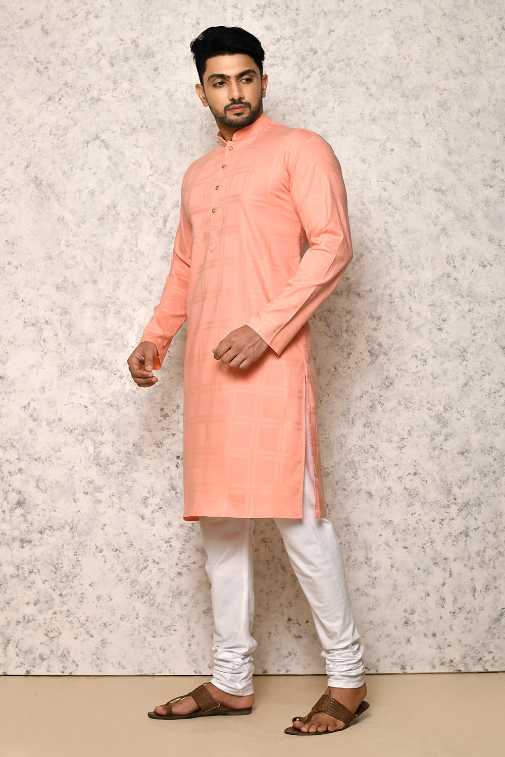 Rust Colour cotton Fabric Self Pattern Kurta Pajama