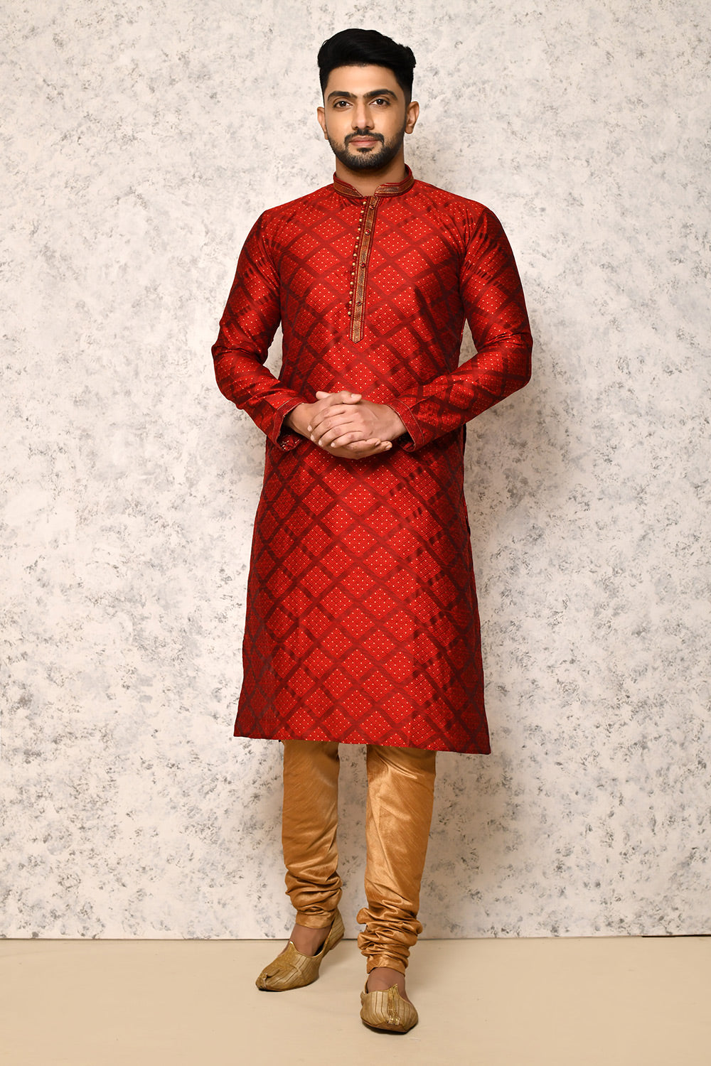 Maroon Colour Art Silk Fabric Thread Work Kurta Pajama