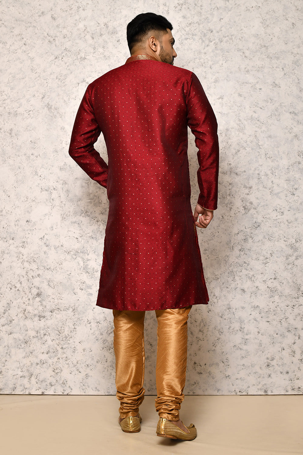 Maroon Colour Art Silk Fabric Thread Work Kurta Pajama