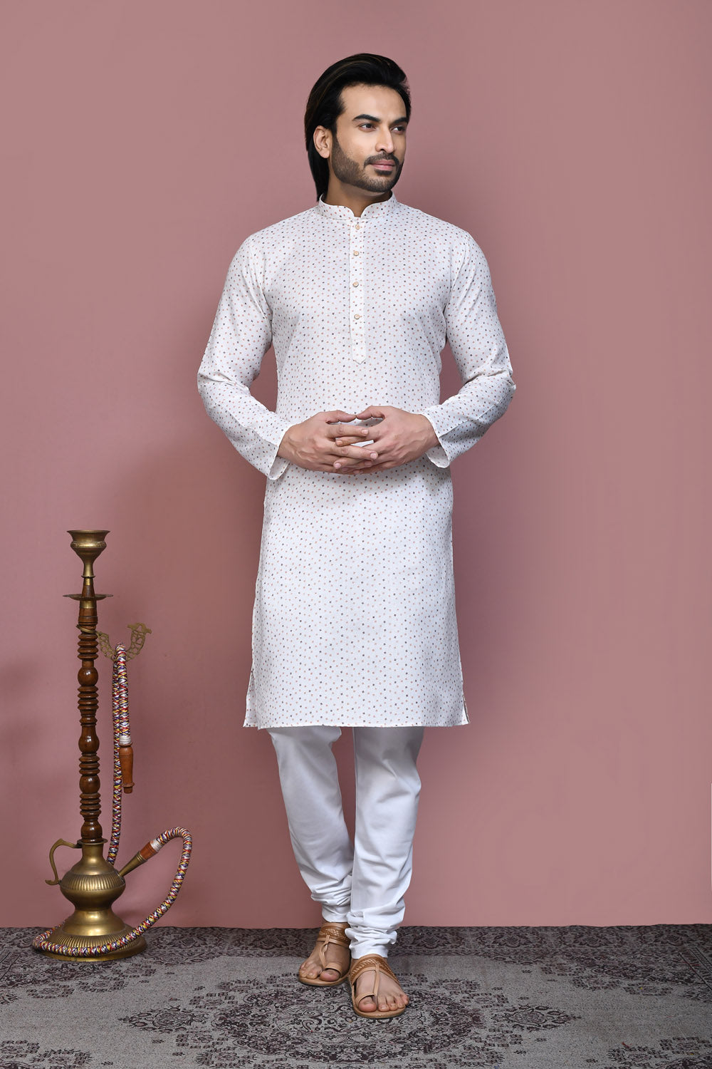 Brown Colour Cotton Fabric Printed Kurta Pajama