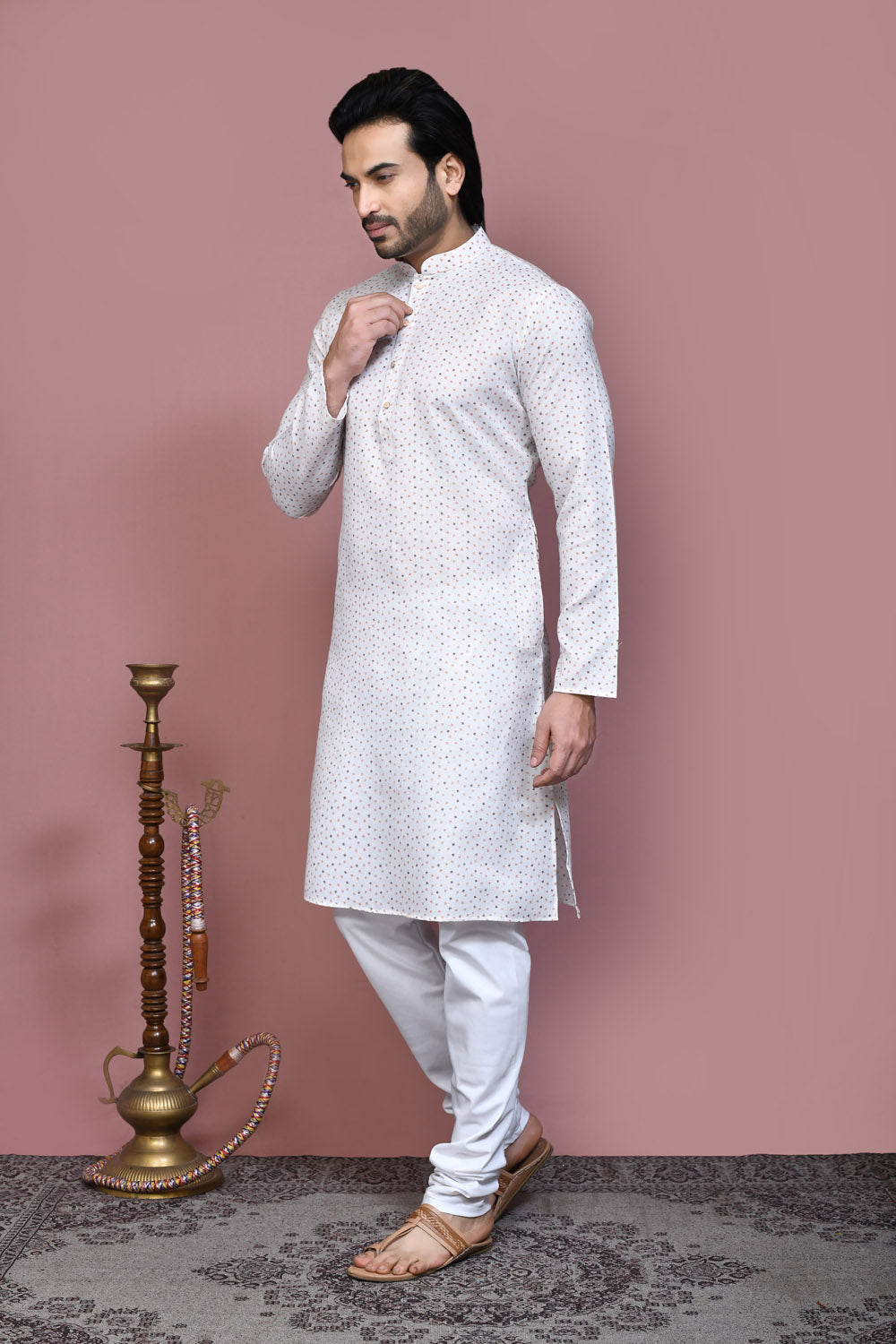 Brown Colour Cotton Fabric Printed Kurta Pajama
