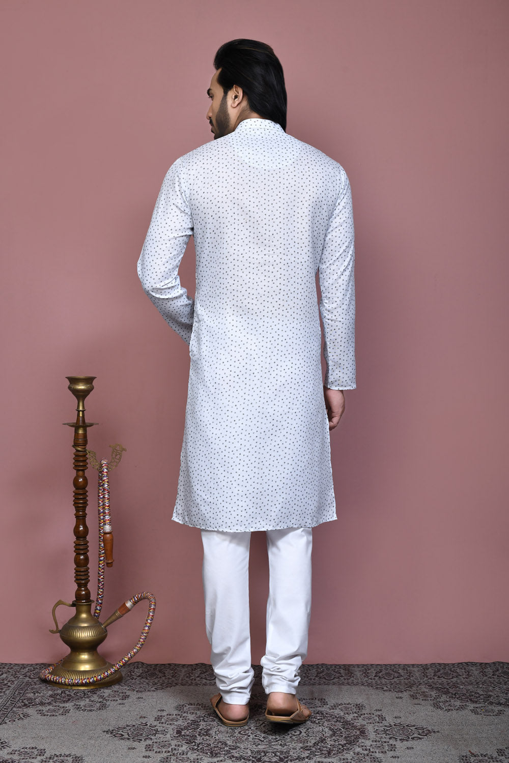 Grey Colour Cotton Fabric Printed Kurta Pajama