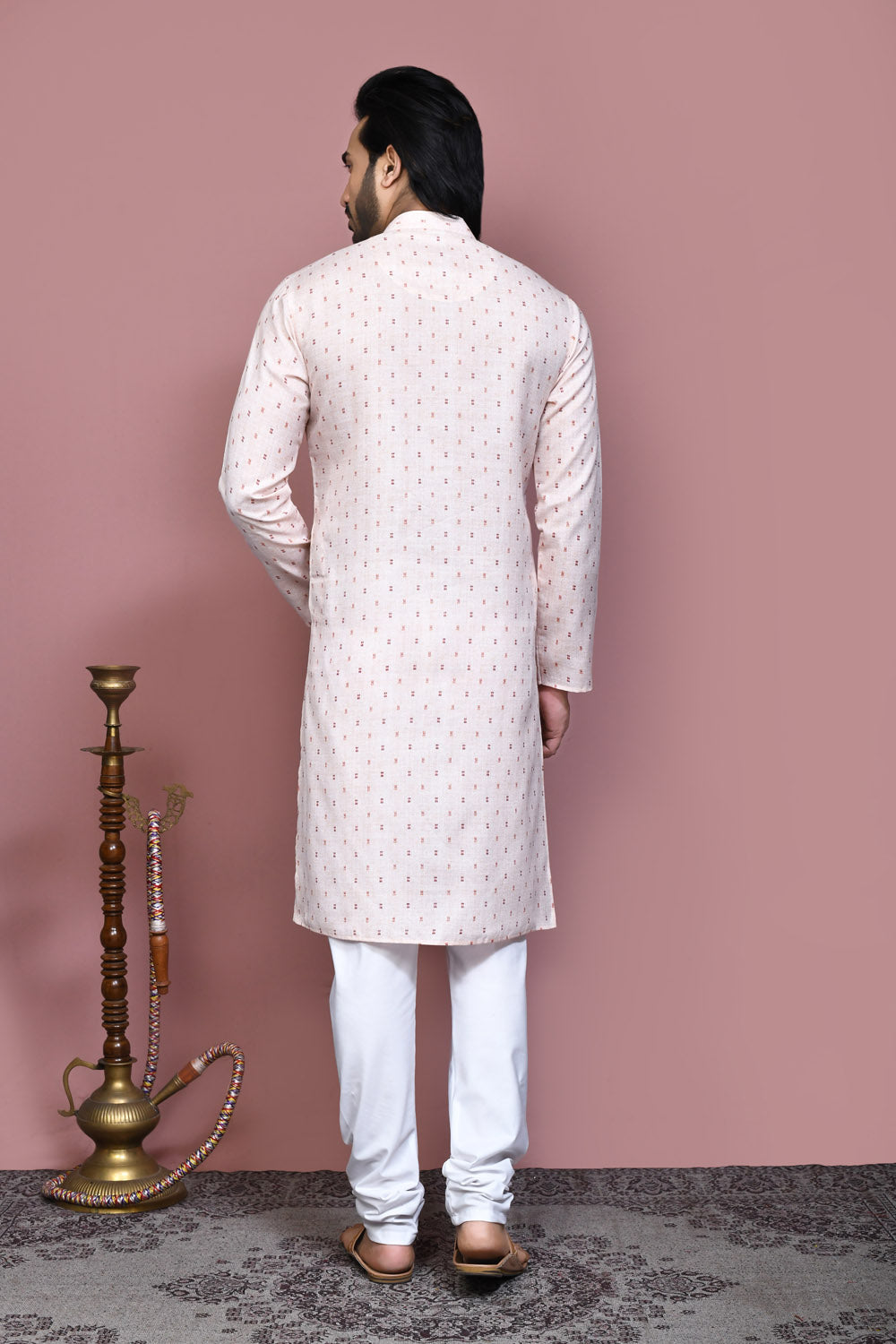 Beige Colour Cotton Fabric Printed Kurta Pajama