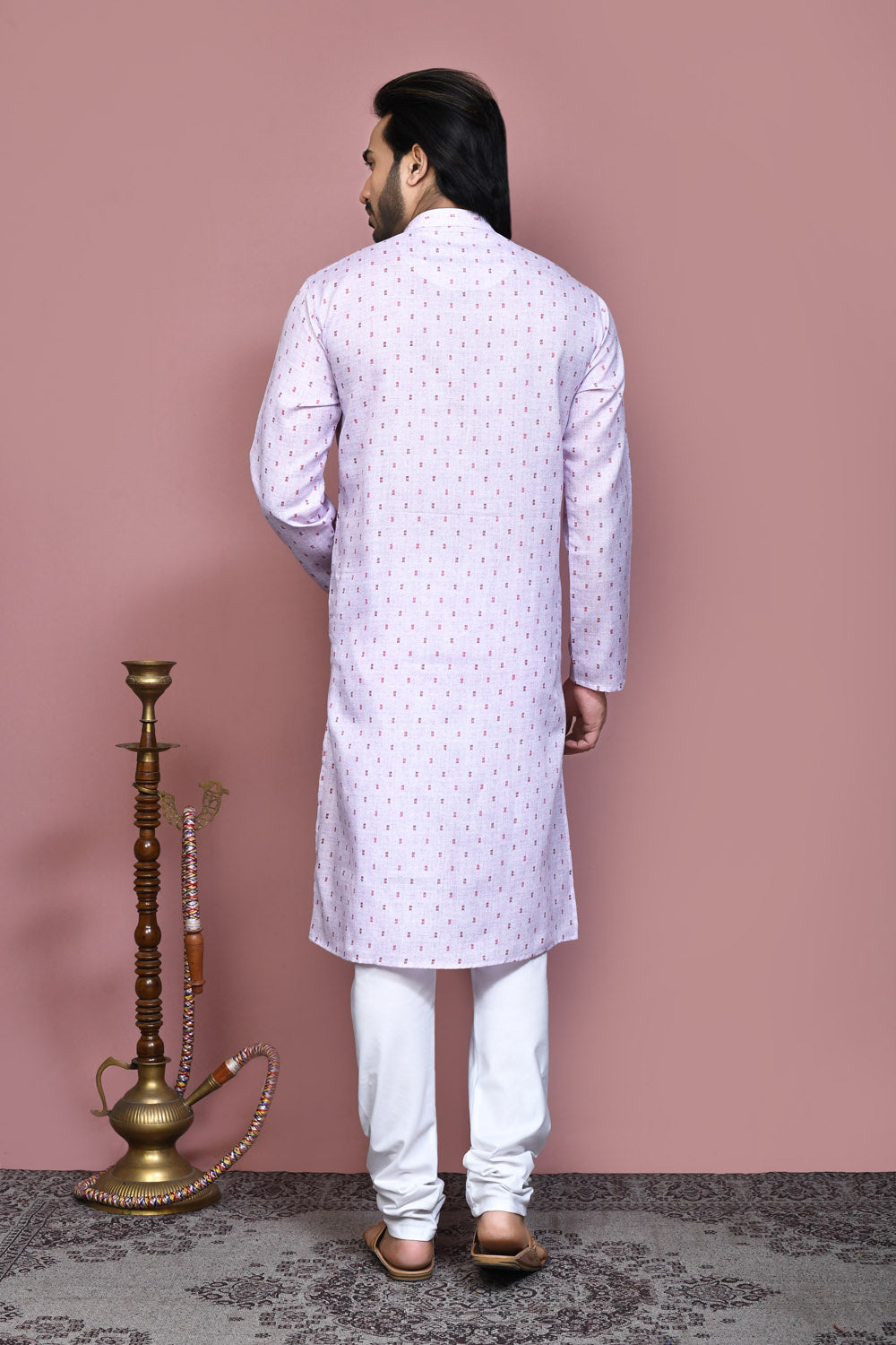 Mauve Colour Cotton Fabric Printed Kurta Pajama