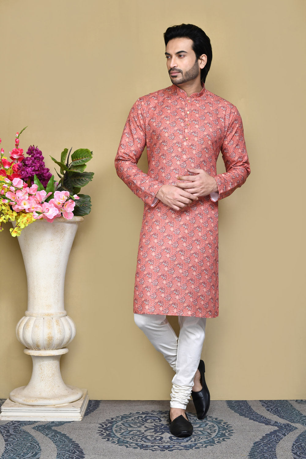 Multicolour Colour Cotton Fabric Printed Kurta Pajama
