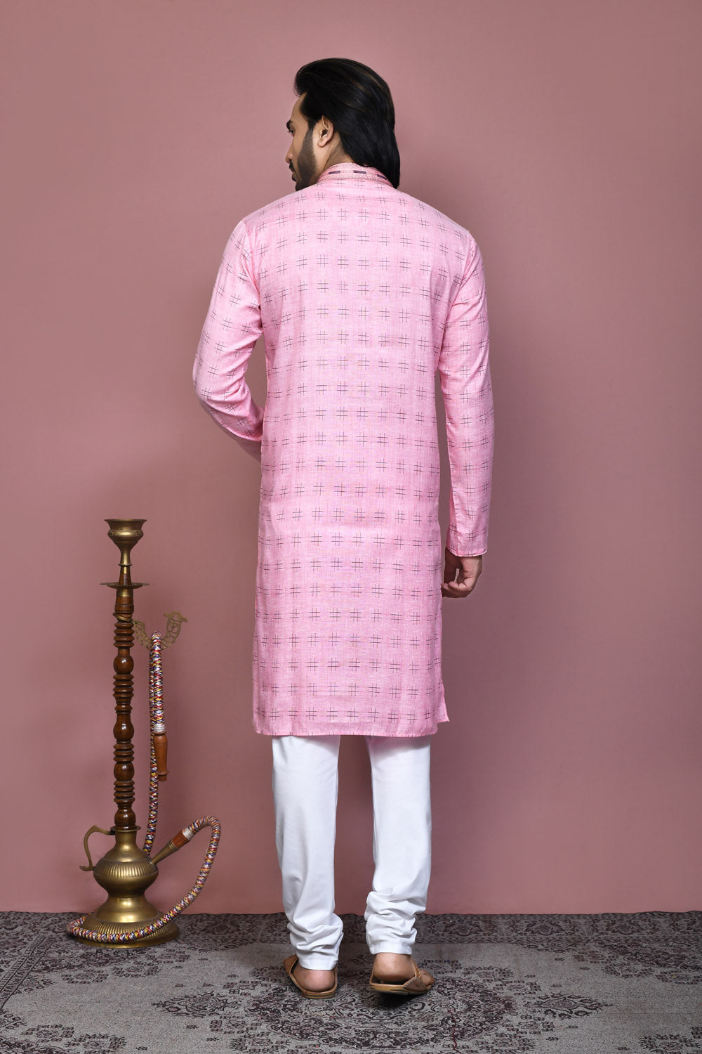 Pink Colour Cotton Fabric Printed Kurta Pajama