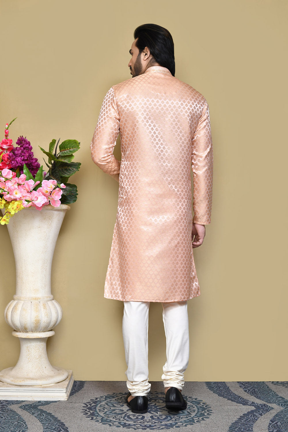 Rust Colour Art Silk Fabric Resham Embroidery Kurta Pajama