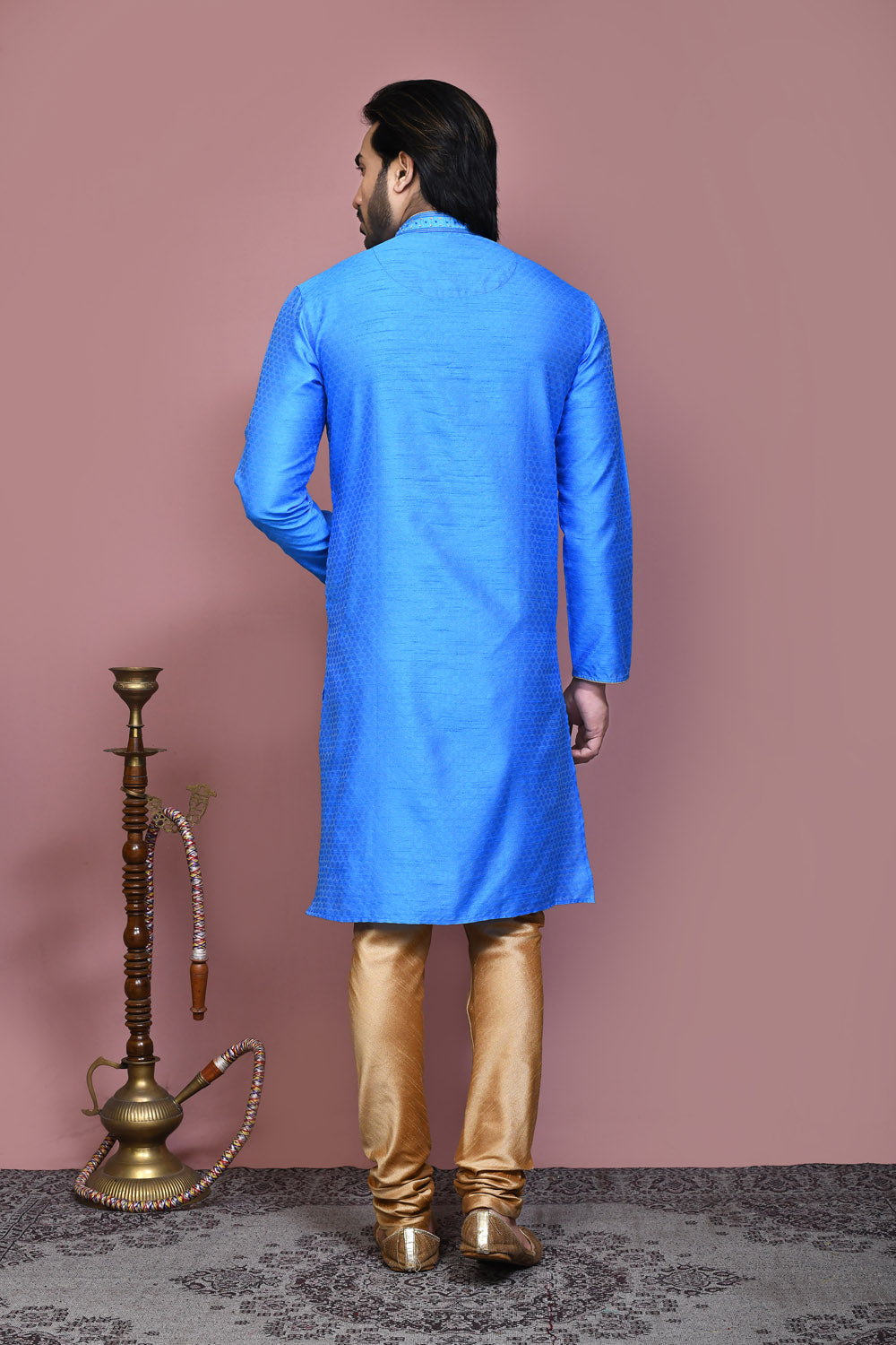 Firoza Colour Art Silk Fabric Resham Woven Kurta Pajama