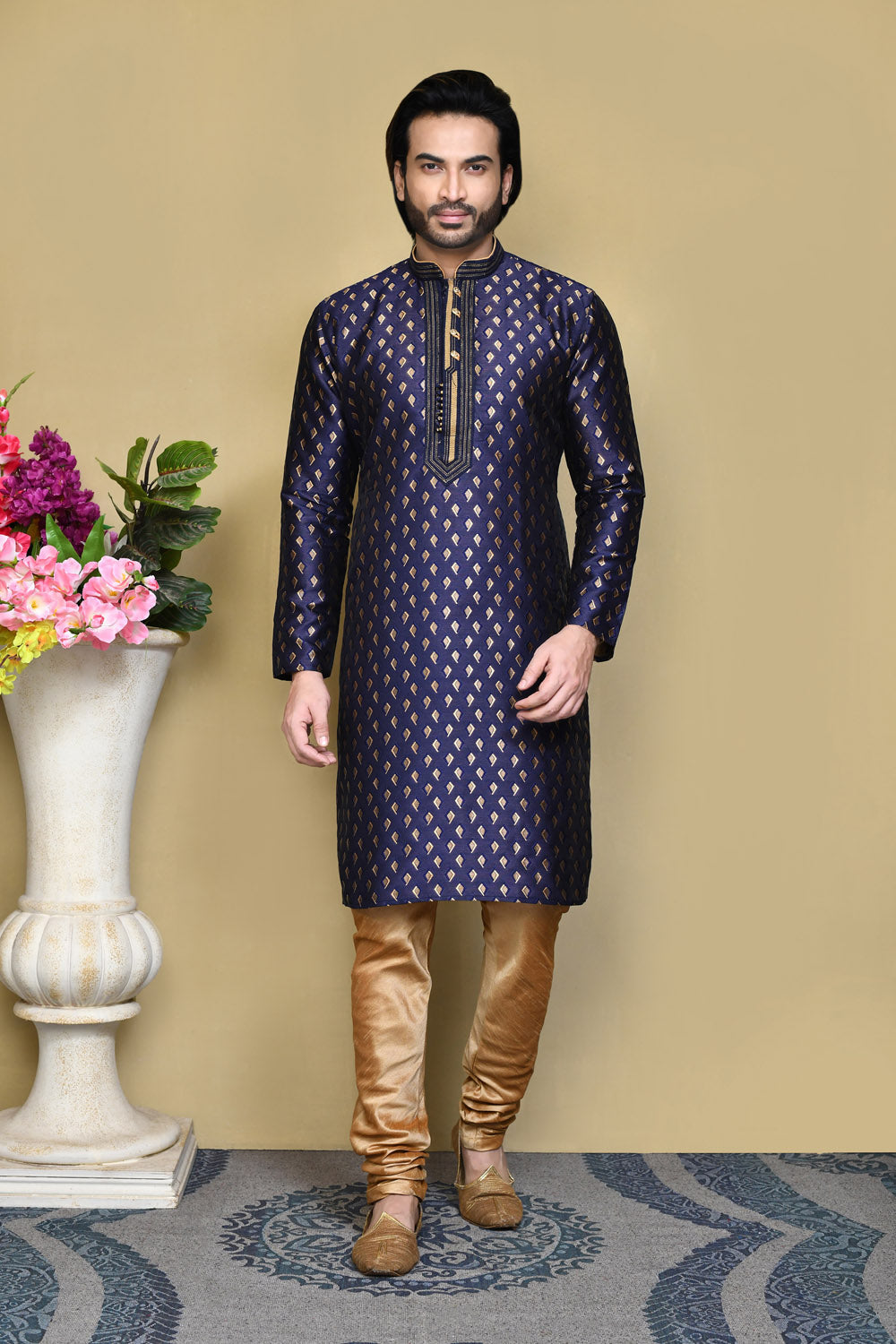 Royal Blue Colour Art Silk Fabric Resham Woven Kurta Pajama