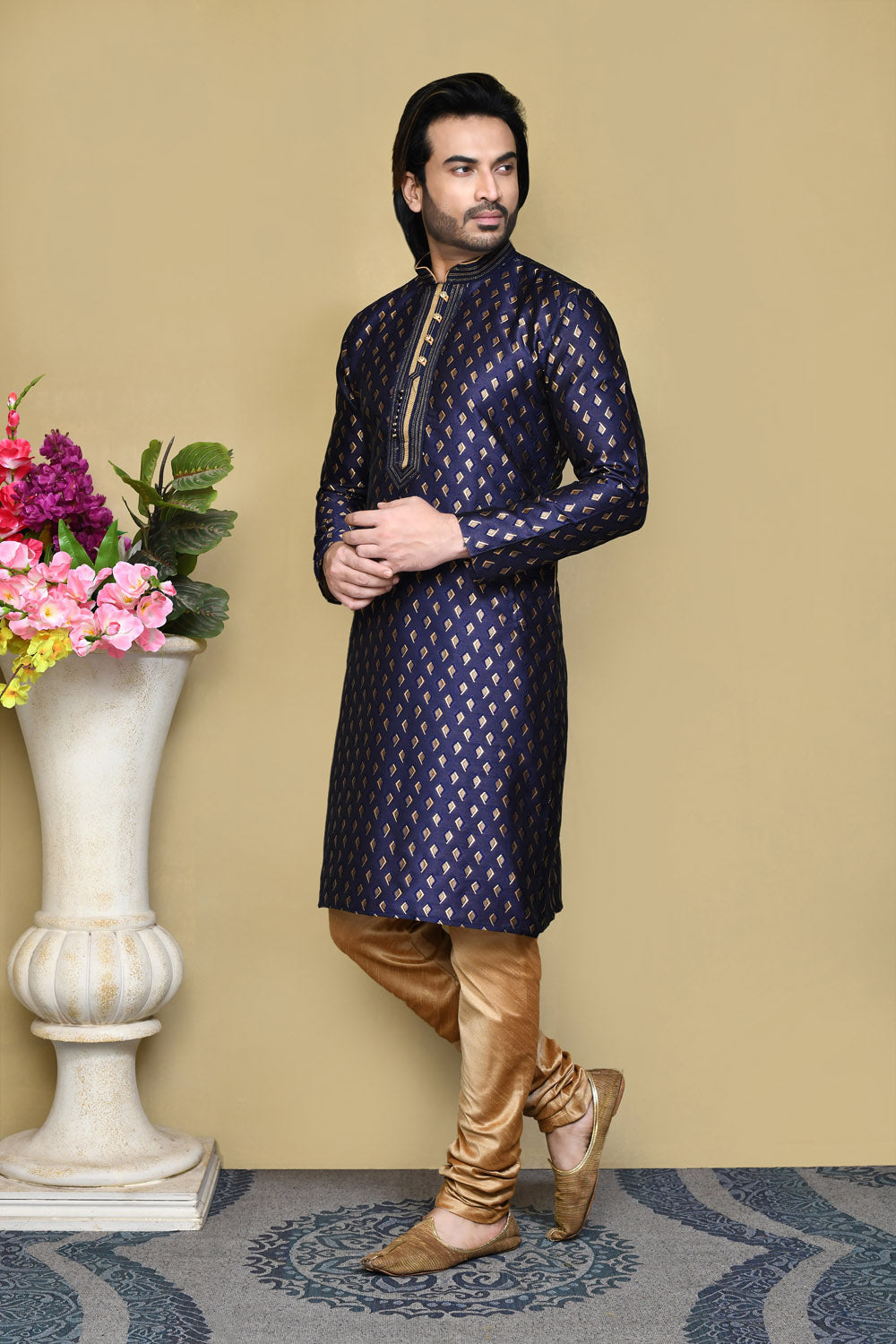 Royal Blue Colour Art Silk Fabric Resham Woven Kurta Pajama
