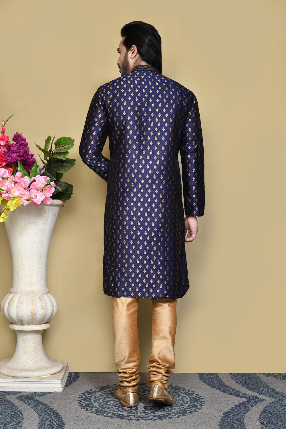 Royal Blue Colour Art Silk Fabric Resham Woven Kurta Pajama