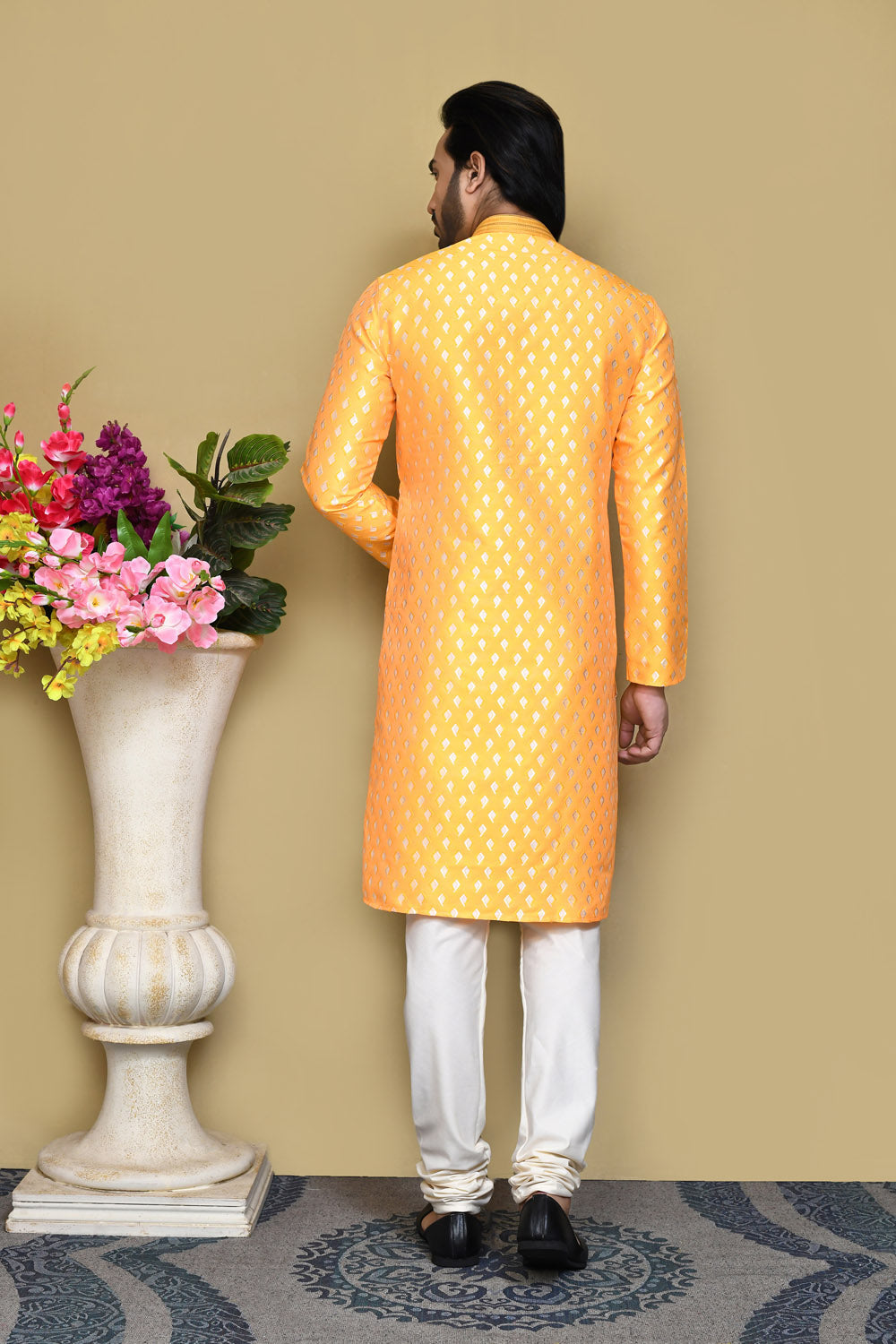 Yellow Colour Art Silk Fabric Resham Woven Kurta Pajama
