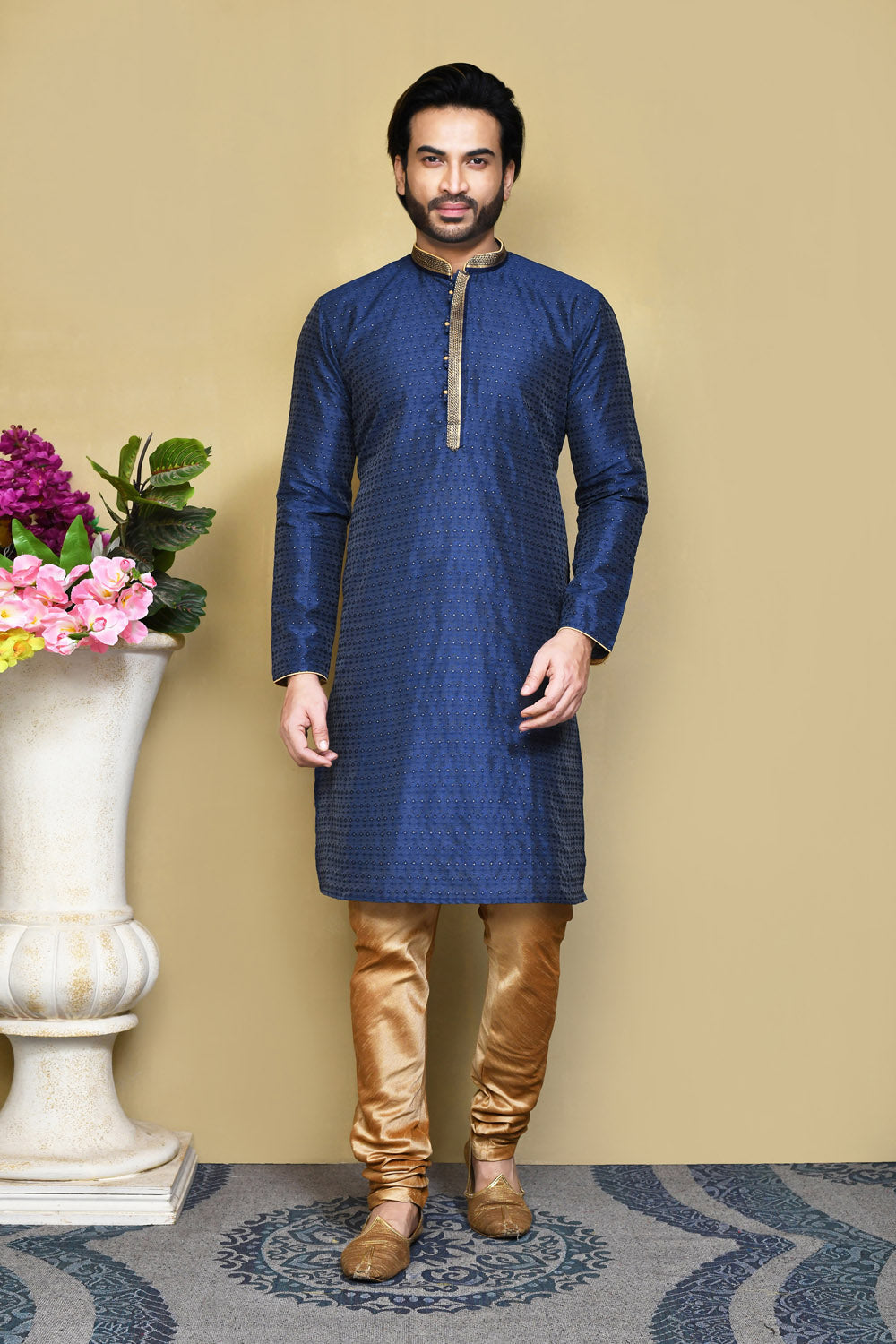 Royal Blue Colour Art Silk Fabric Resham Woven Kurta Pajama
