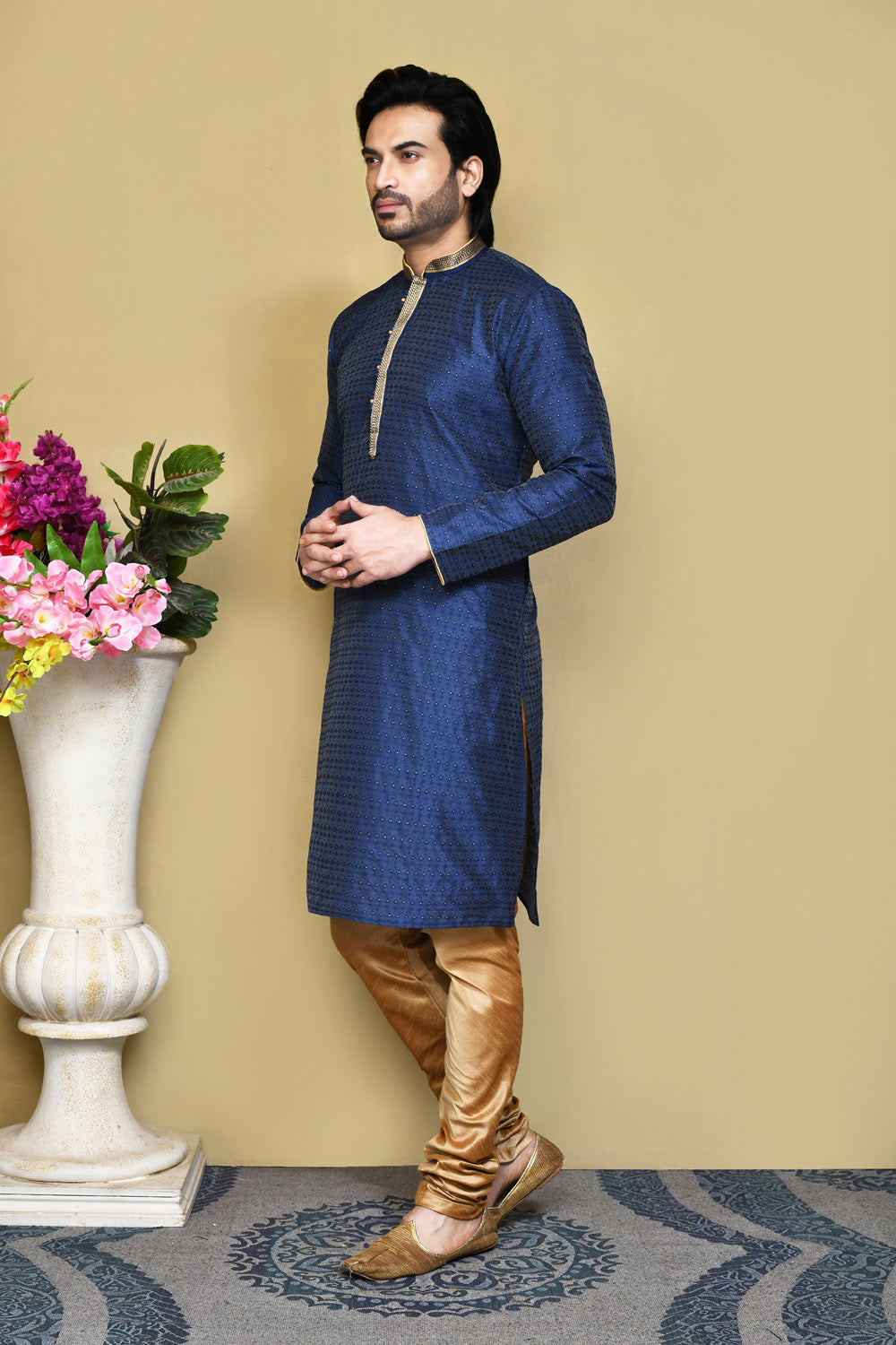 Royal Blue Colour Art Silk Fabric Resham Woven Kurta Pajama