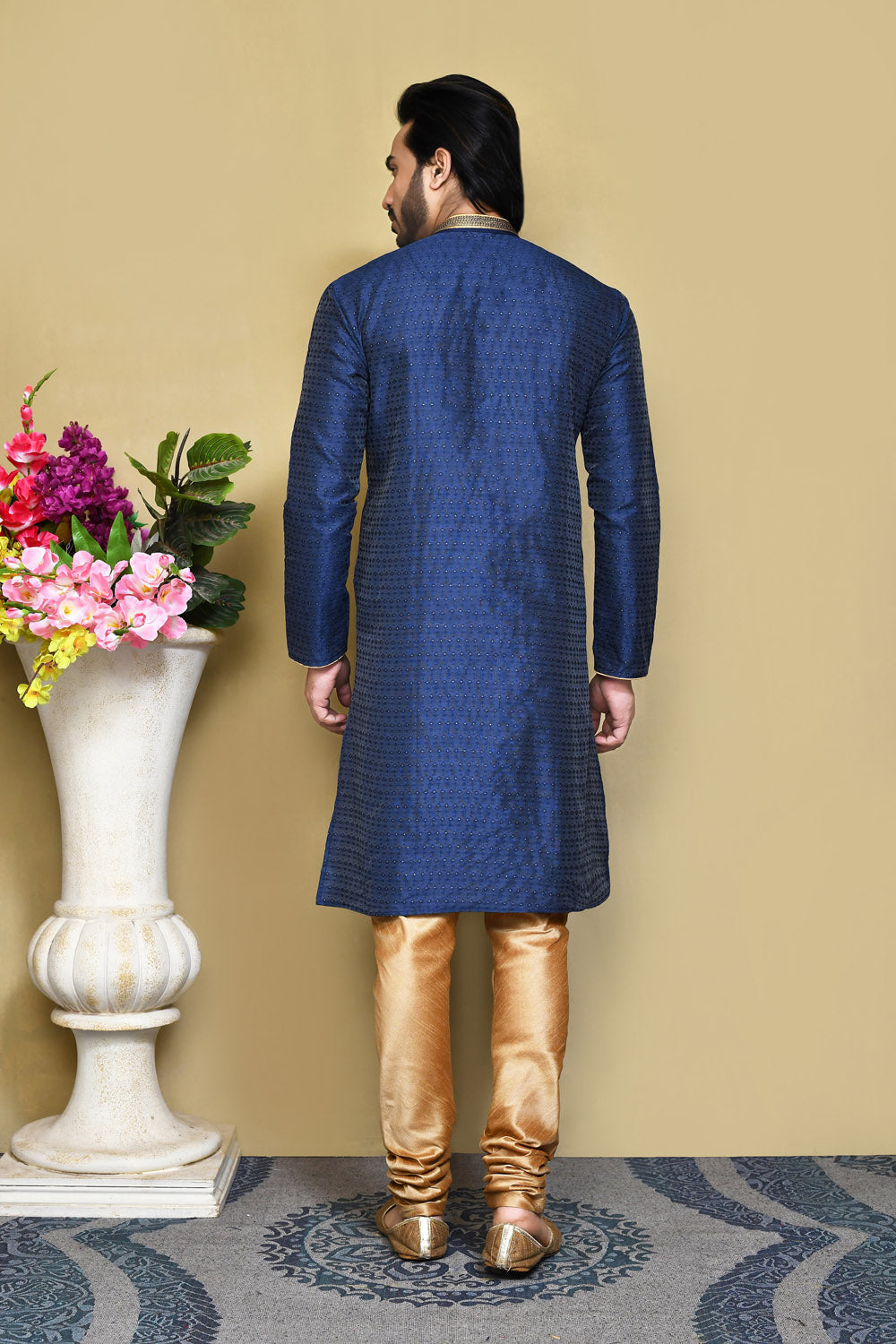Royal Blue Colour Art Silk Fabric Resham Woven Kurta Pajama