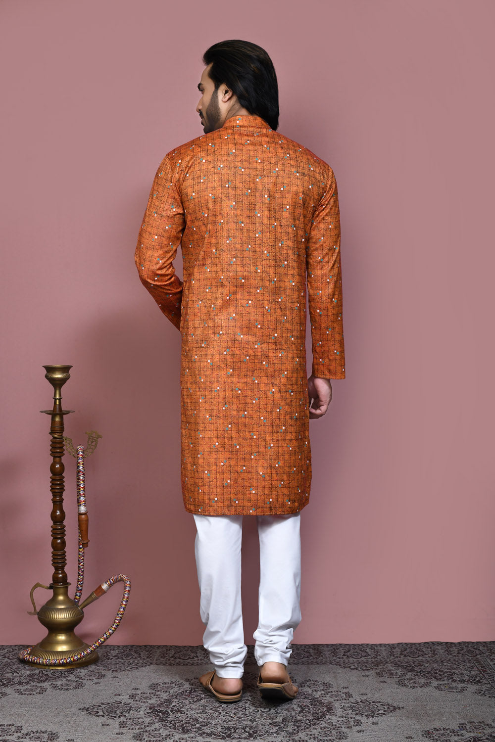 Brown Colour Cotton Fabric Printed Kurta Pajama