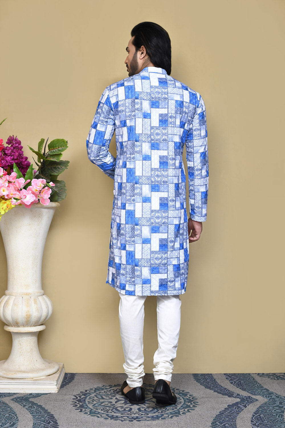 Blue Colour Cotton Fabric Printed Kurta Pajama