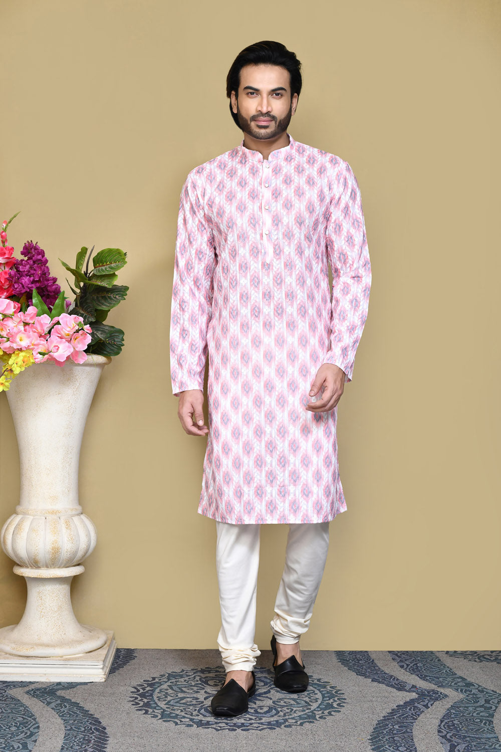 Pink Colour Cotton Fabric Printed Kurta Pajama